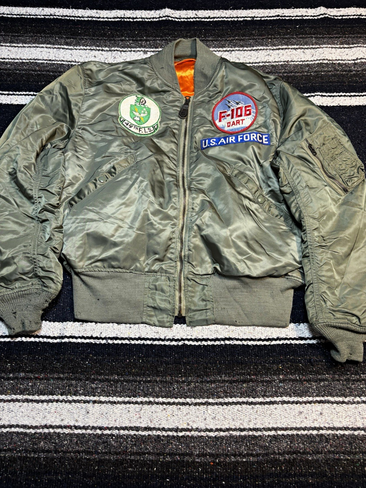 1960s Skyline USAF L-2b Flight Jacket With F-106 Dart 49th F.I.S Patches 1960s Skyline USAF L-2b Flight Jacket With F-106 Dart 49th F.I.S Patches