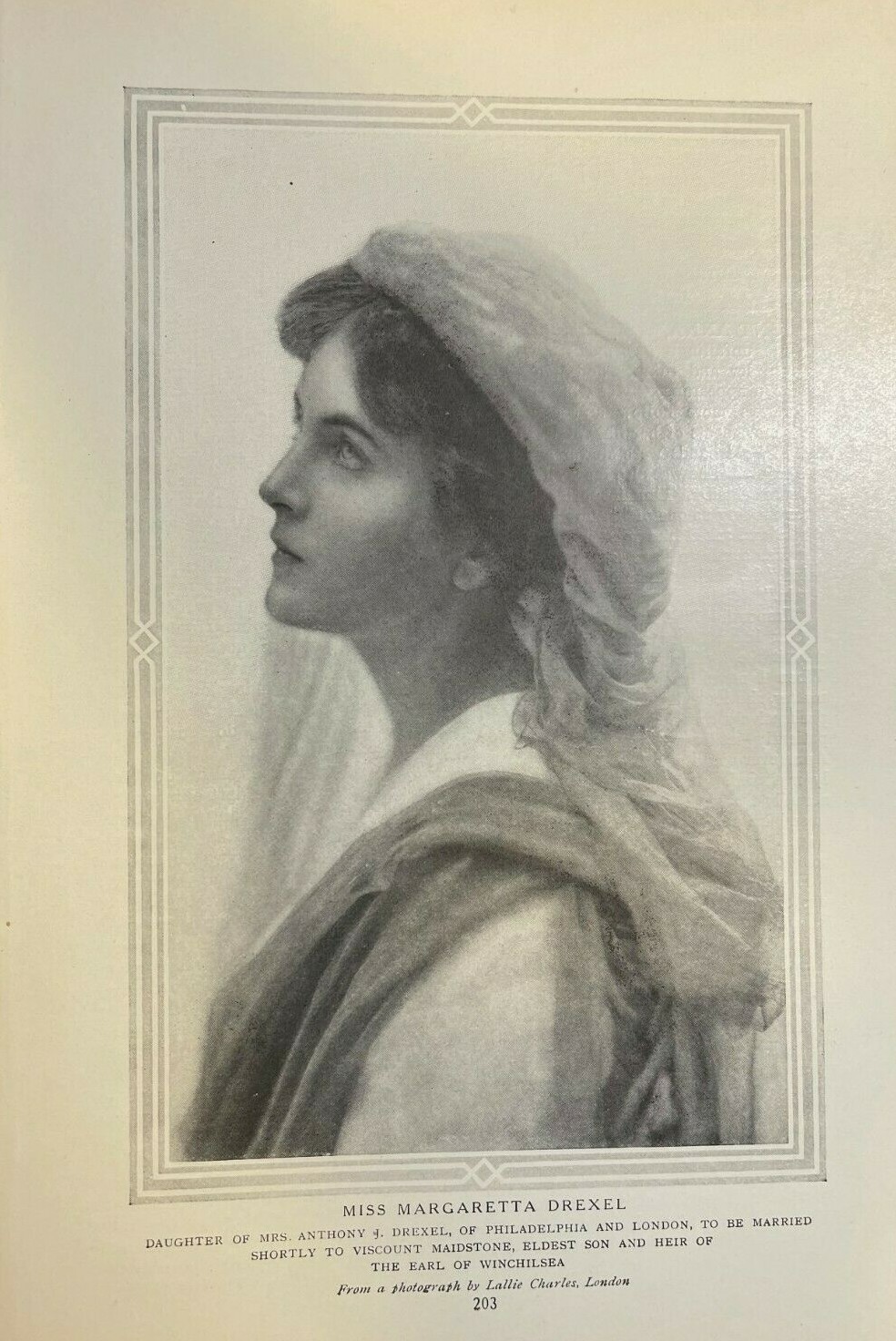 1910 Vintage Magazine Illustration Miss Margaretta Drexel of Philadelphia