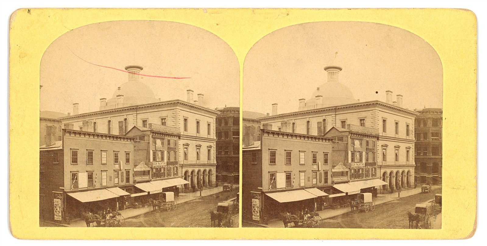 RHODE ISLAND STEREOVIEW - Providence Street Scene - 1870s
