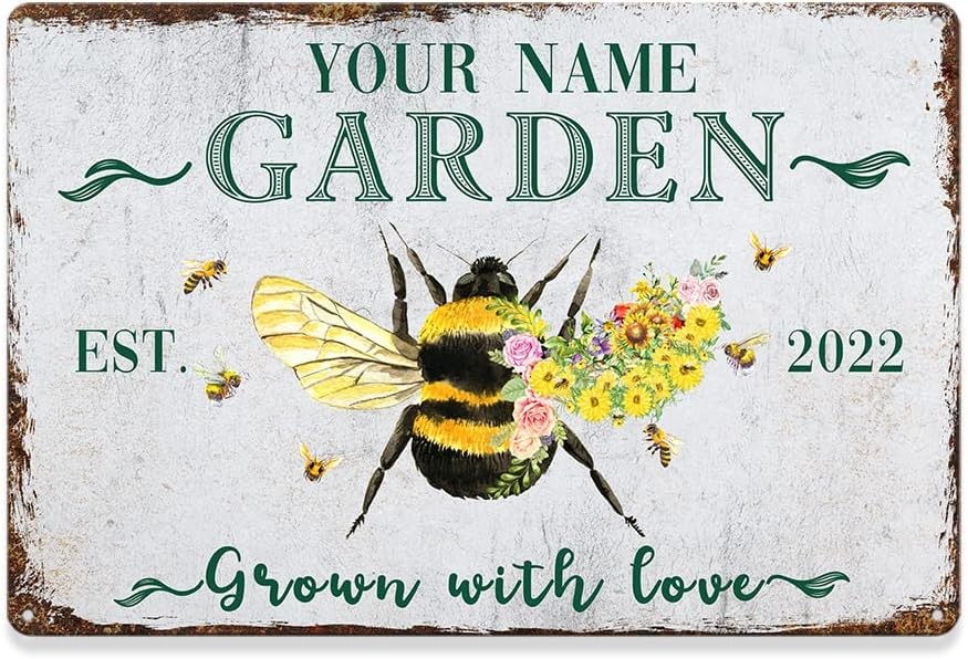 Garden to Personalize Name Custom Garden Tin Metal Sign Decor 8x12 Garden to Personalize Name Custom Garden Tin Metal Sign Decor 8x12