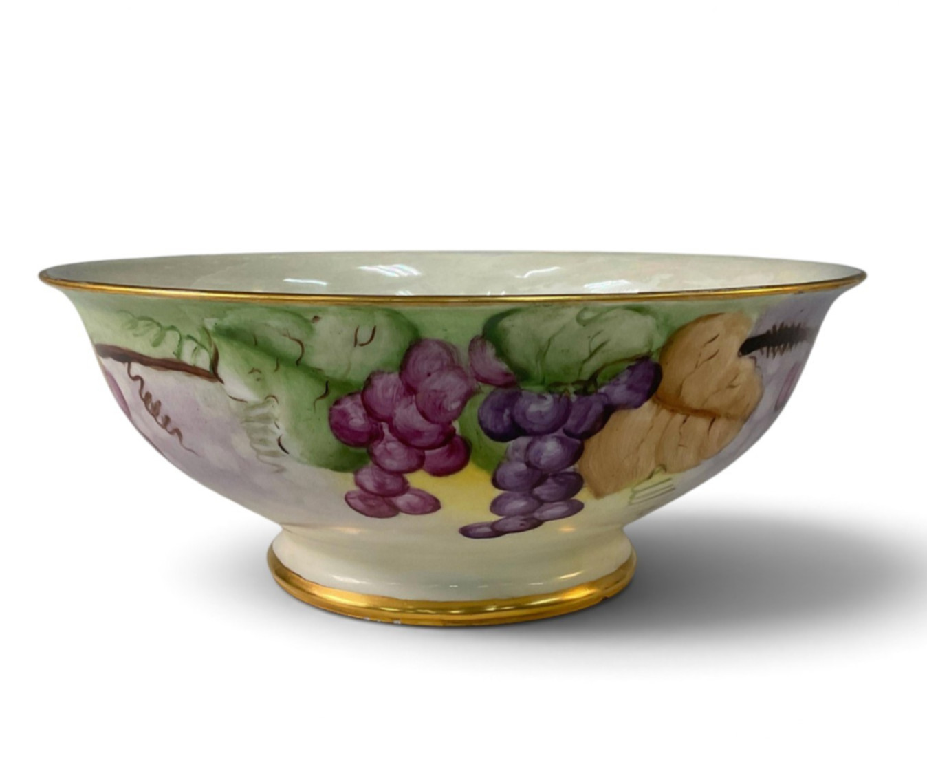Antique T&V Limoges Hand Painted Grape Centerpiece Bowl Signed CLK 10\