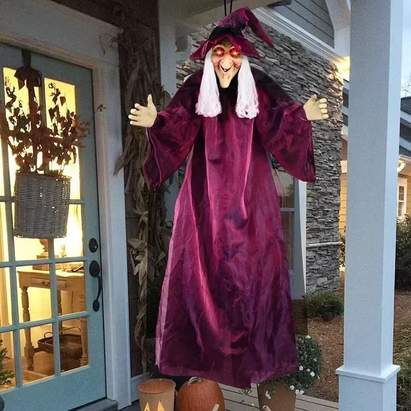 Life Size Halloween Witch Animatronic Talking Screaming Glowing Decor