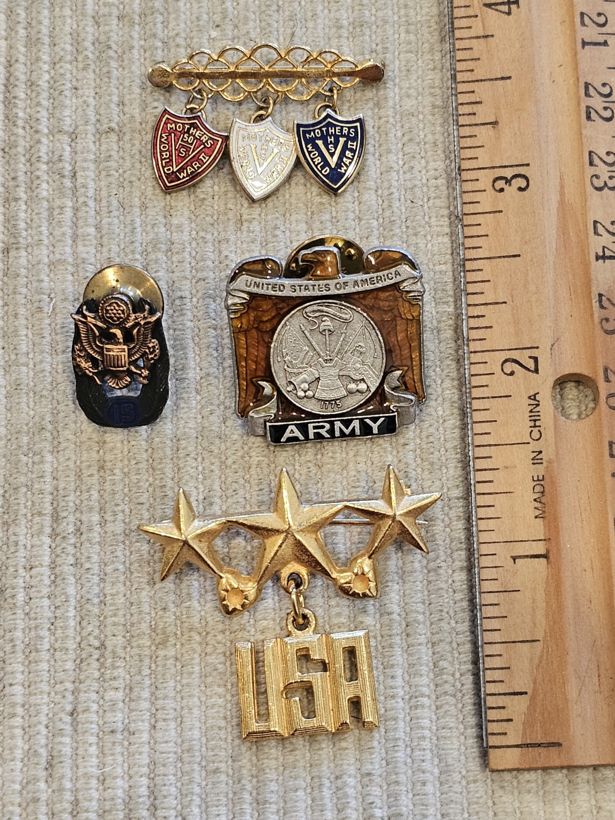 WWII Vietnam US Army Sweetheart Son In Service Sterling Pin Badge Lot L@@K WWII Vietnam US Army Sweetheart Son In Service Sterling Pin Badge Lot L@@K