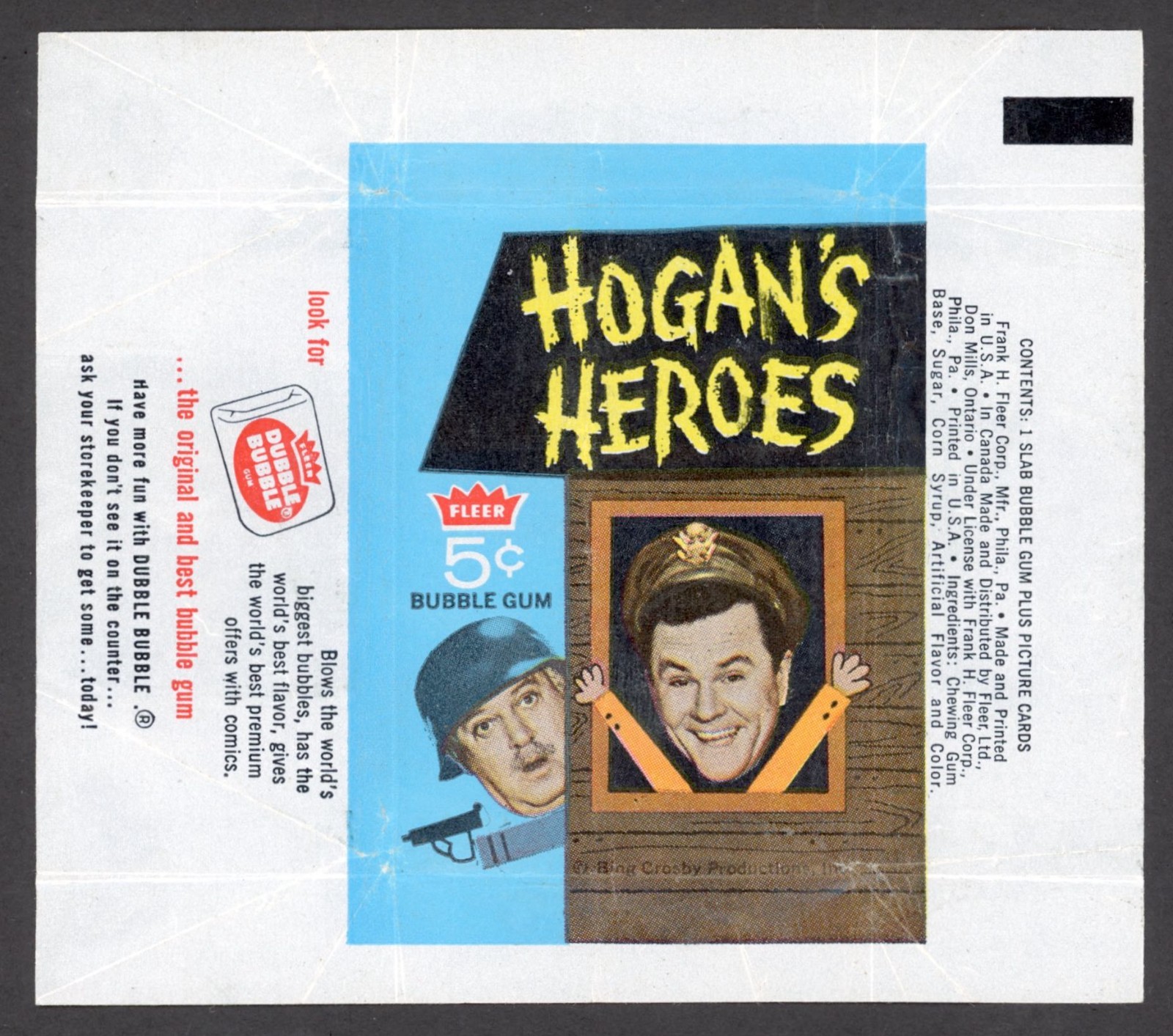 1965 Fleer Hogan’s Heroes 5¢ Wax Pack Wrapper Super High-Grade Bob Crane