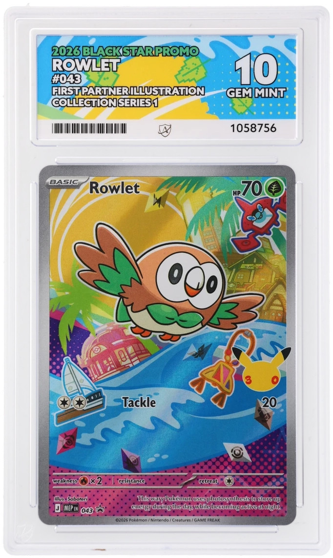Ace Perfect 10 Rowlet 043 First Partner Illustration Promo Gem Mint Pokemon Ace Perfect 10 Rowlet 043 First Partner Illustration Promo Gem Mint Pokemon