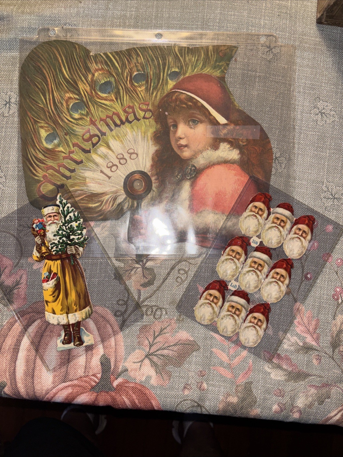 Antique Christmas Scraps Santa 1888 Embossed
