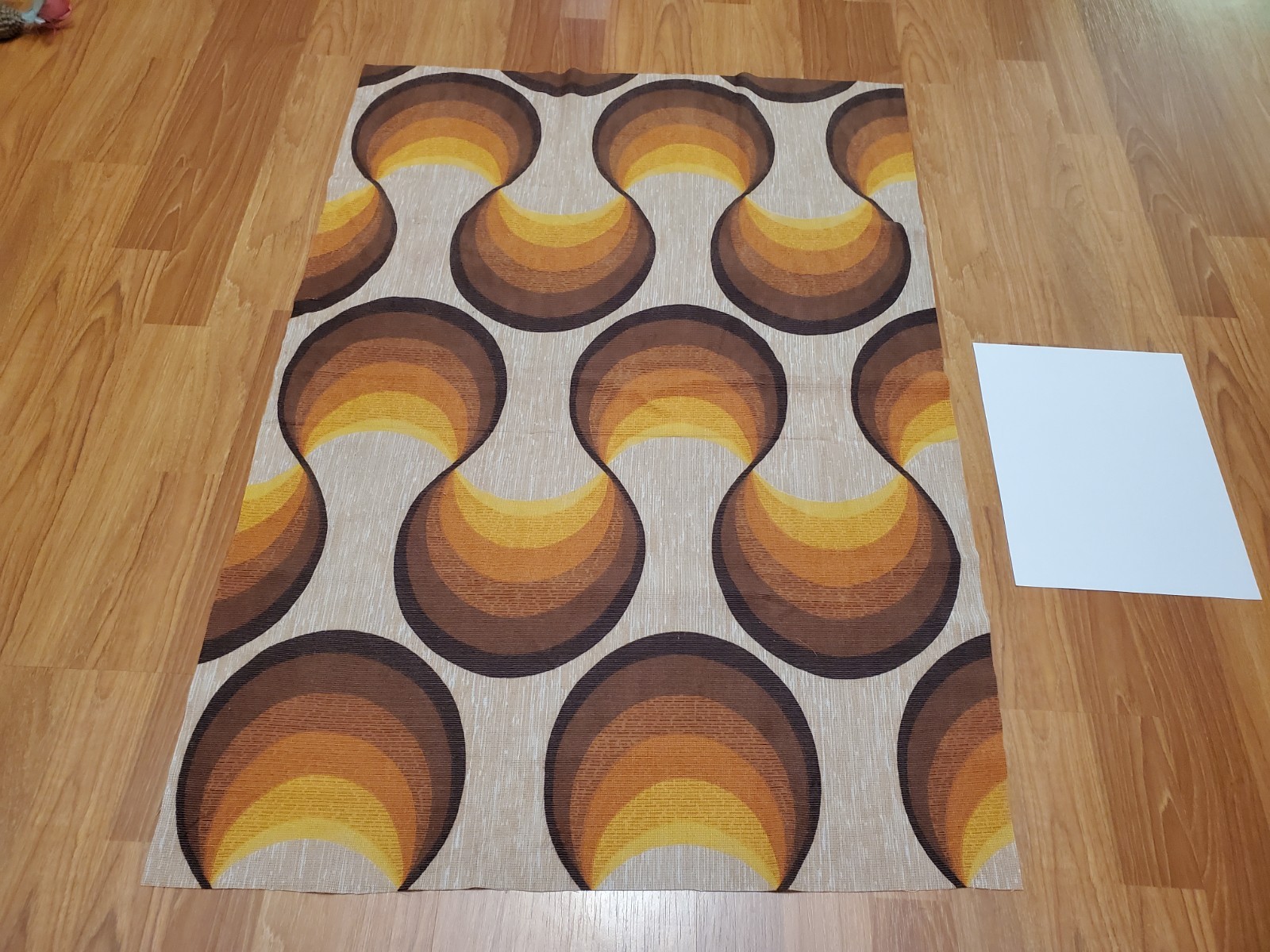 Awesome RARE Vintage Mid Century retro 70s Yel Tan Brn Waves Knit fabric LOOK Awesome RARE Vintage Mid Century retro 70s Yel Tan Brn Waves Knit fabric LOOK