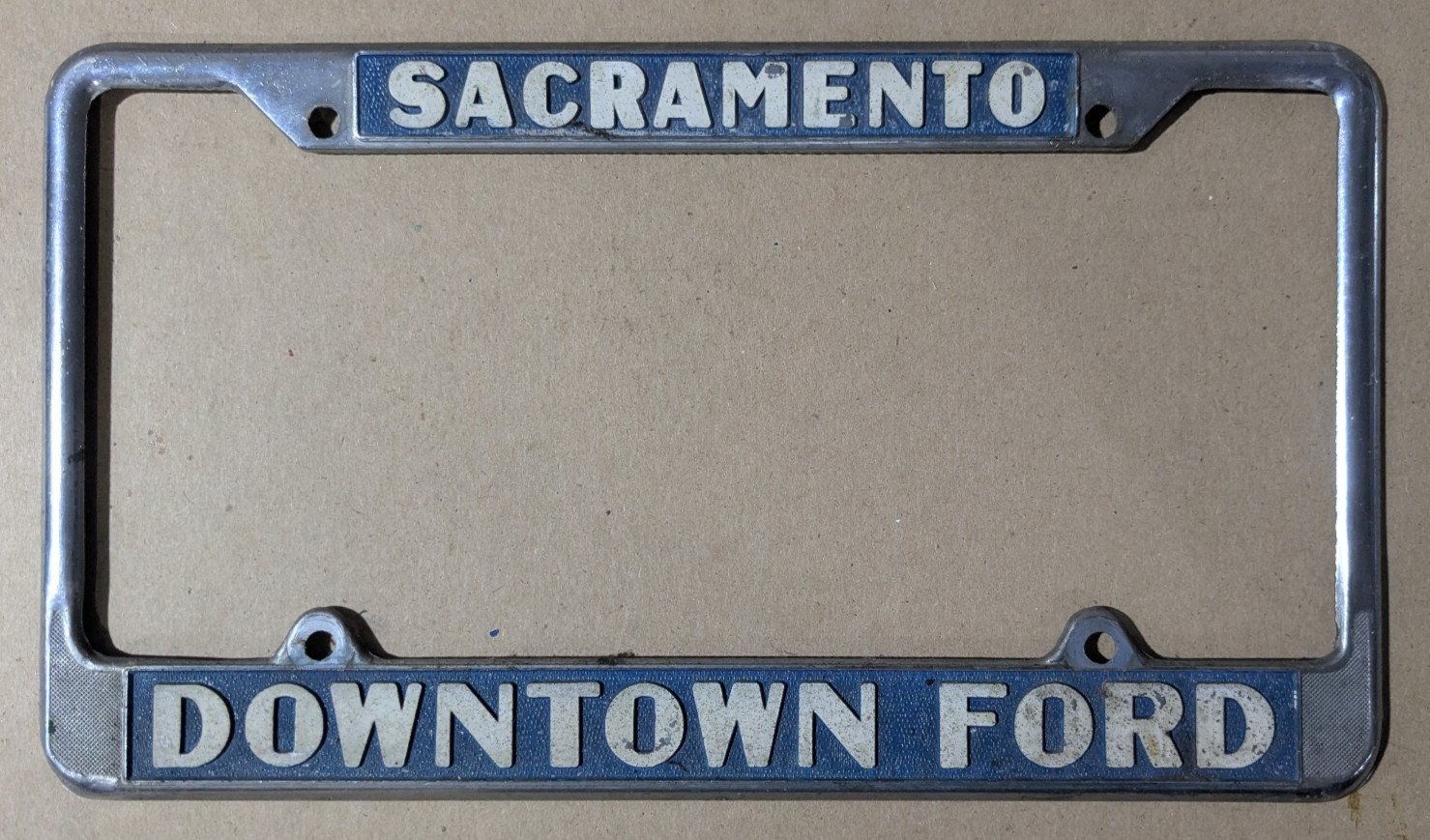 VTG Metal Sacramento California Downtown Ford Dealership License Plate Frame