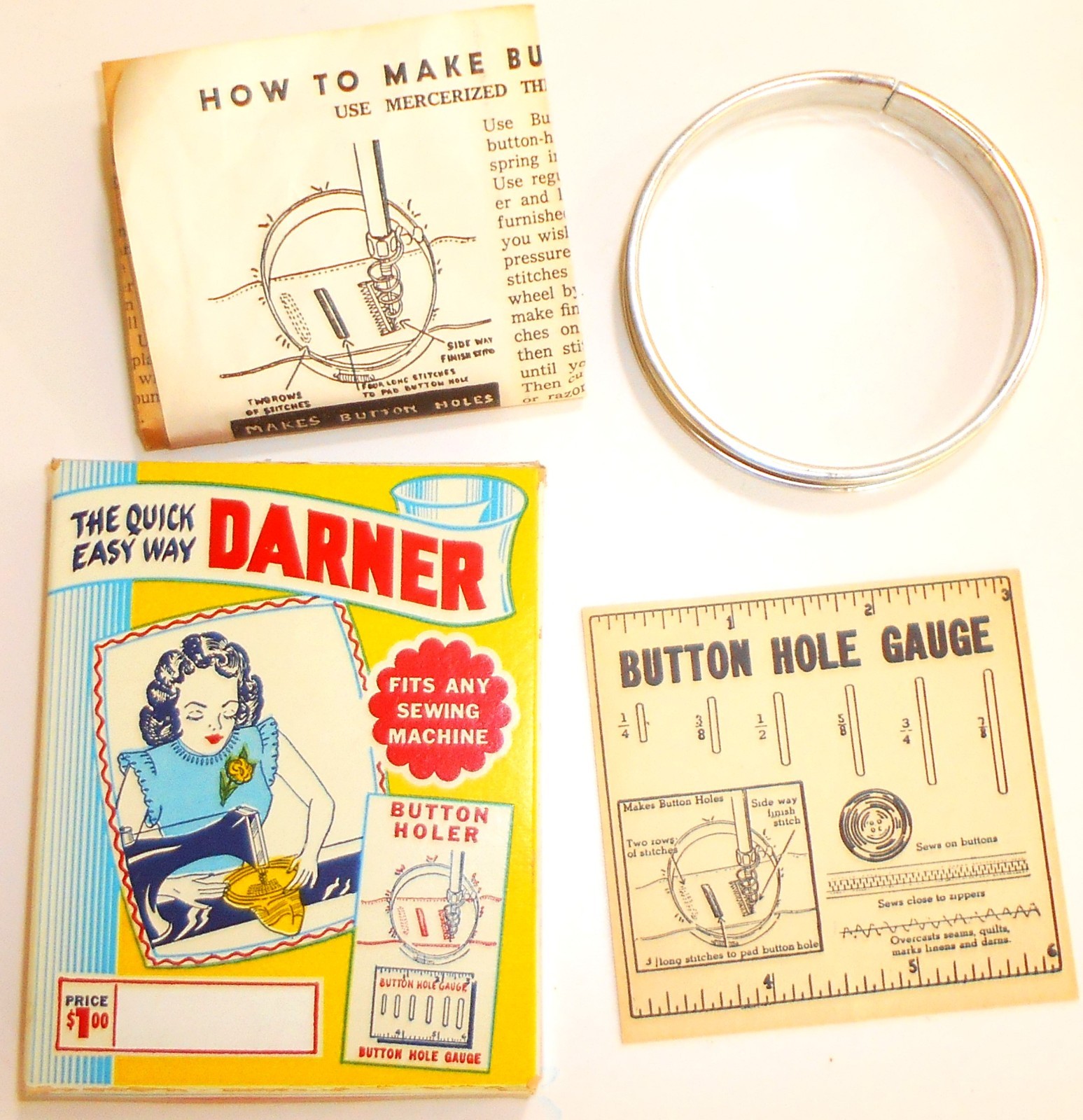 Vintage NOS 1950s MCM The Quick Easy Way Darner Kit in Original Box