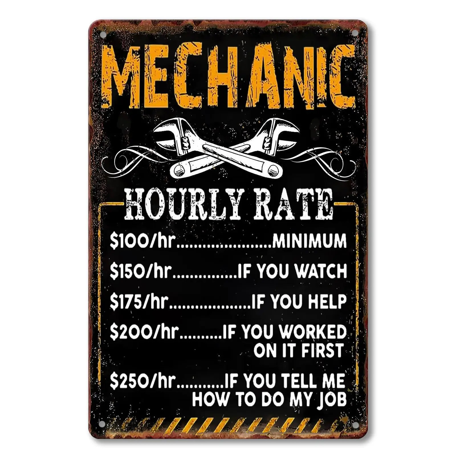 Funny Mechanic Shop Mechanic Hourly Rate Tin Metal Signs Home Décor Funny Mechanic Shop Mechanic Hourly Rate Tin Metal Signs Home Décor