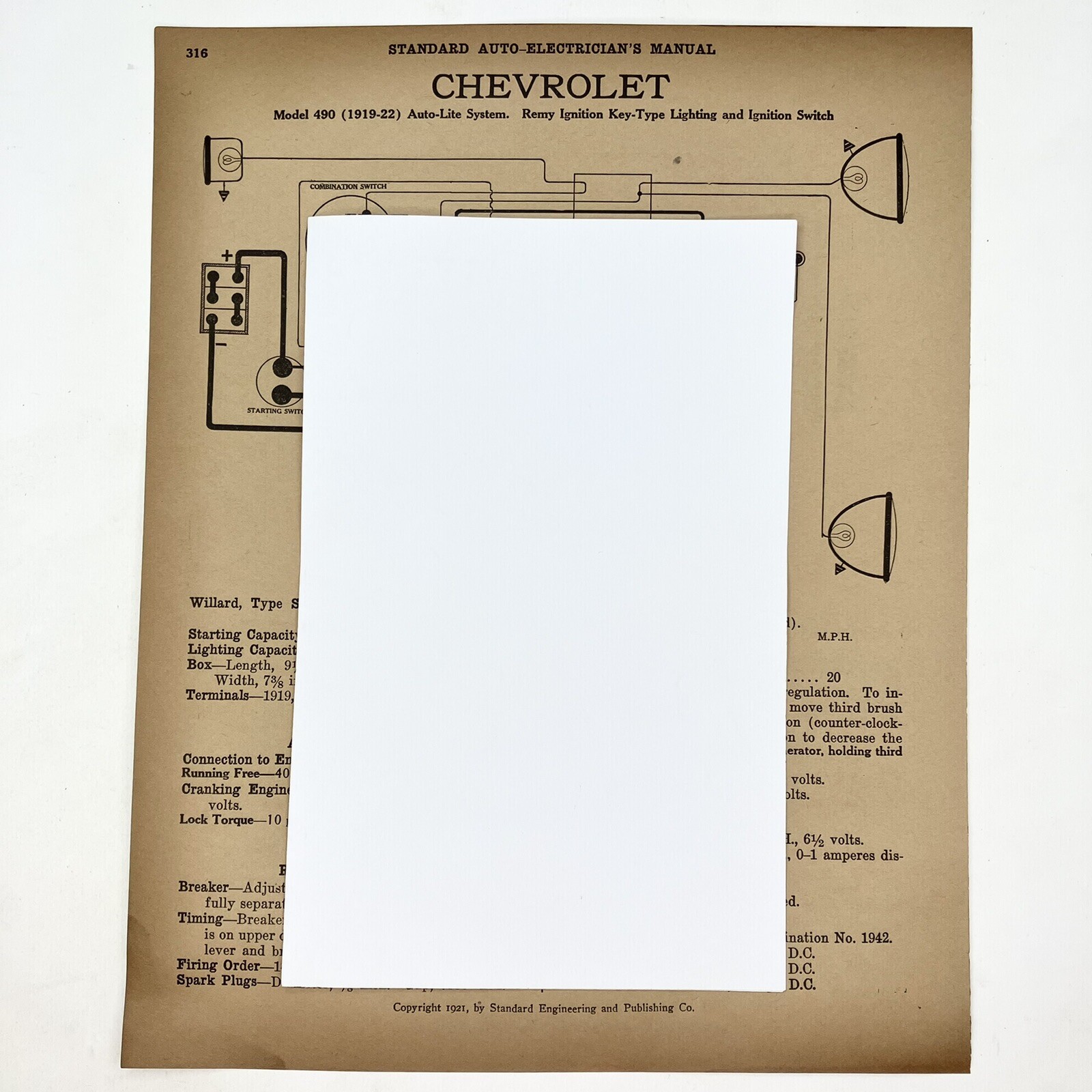 Vtg 1919-22 490 Chevrolet & 1918 Model 25 Maxwell Standard Electrician Manual
