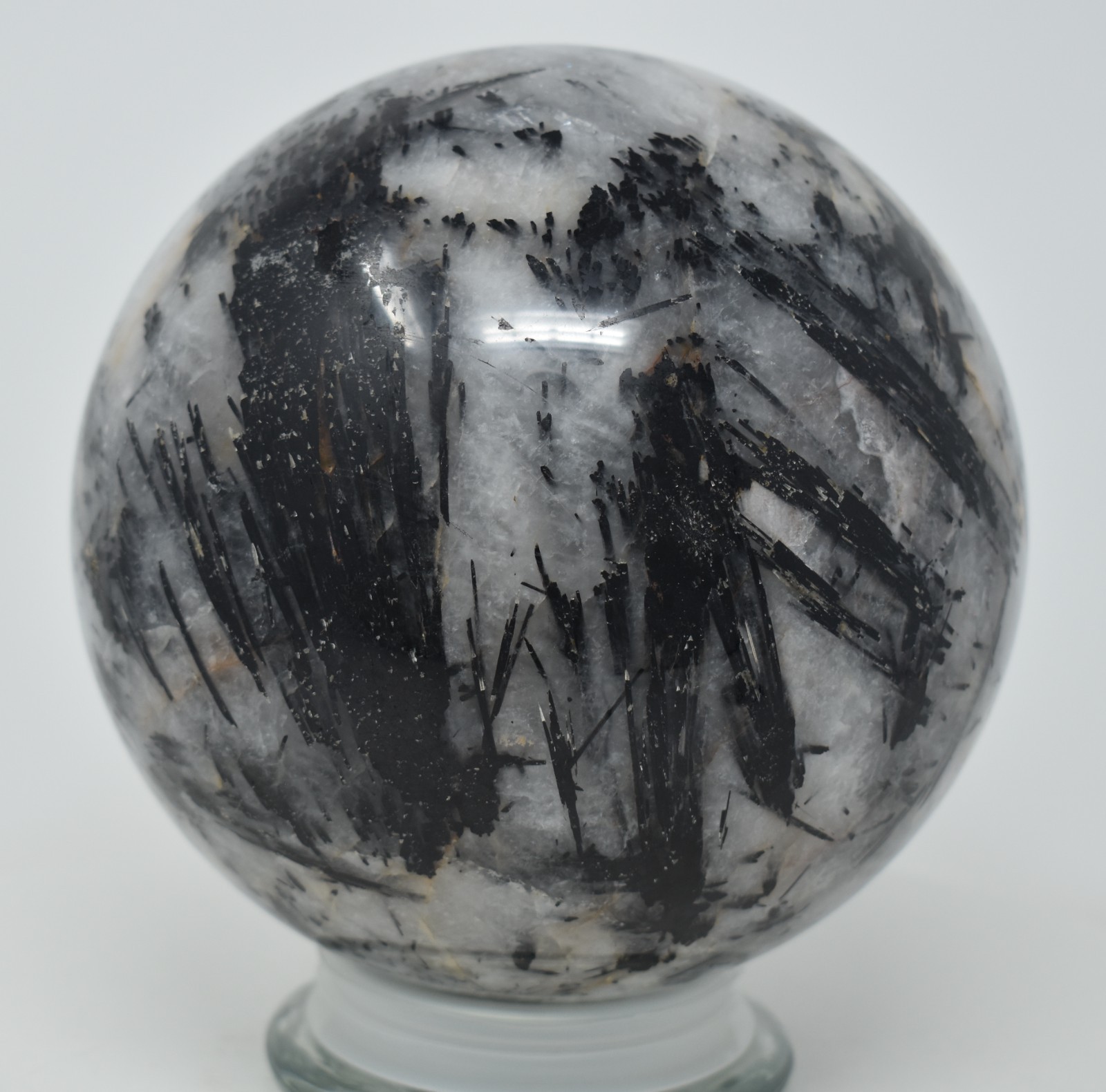 Large Tourmaline and Quartz Sphere 157 mm 12 lb 7.4 oz