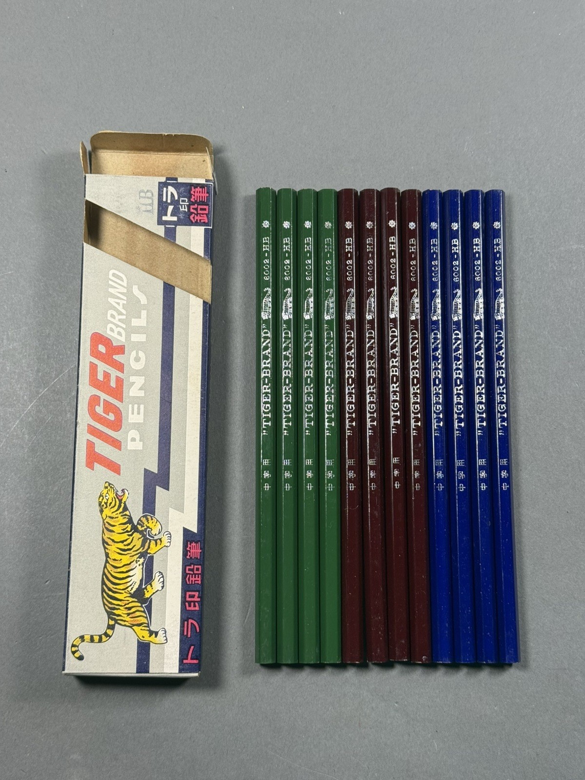 12 Japanese Vintage Pencil Tiger 6002 HB NOS 1970s RARE