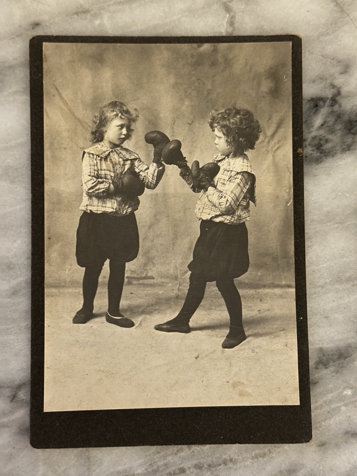 1890s Cabinet Card Photo Two Young Girls Boxing Gloves Victorian Children 1890s Cabinet Card Photo Two Young Girls Boxing Gloves Victorian Children