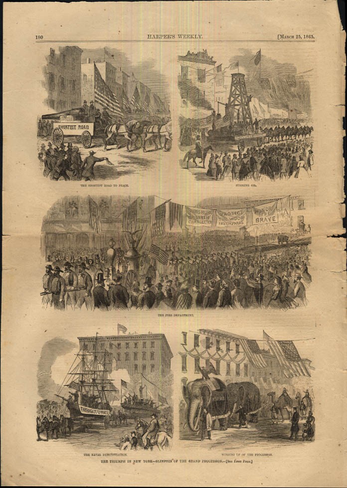 HARPER'S WEEKLY page 3/25 1865 Grand Victory Procession in New York City