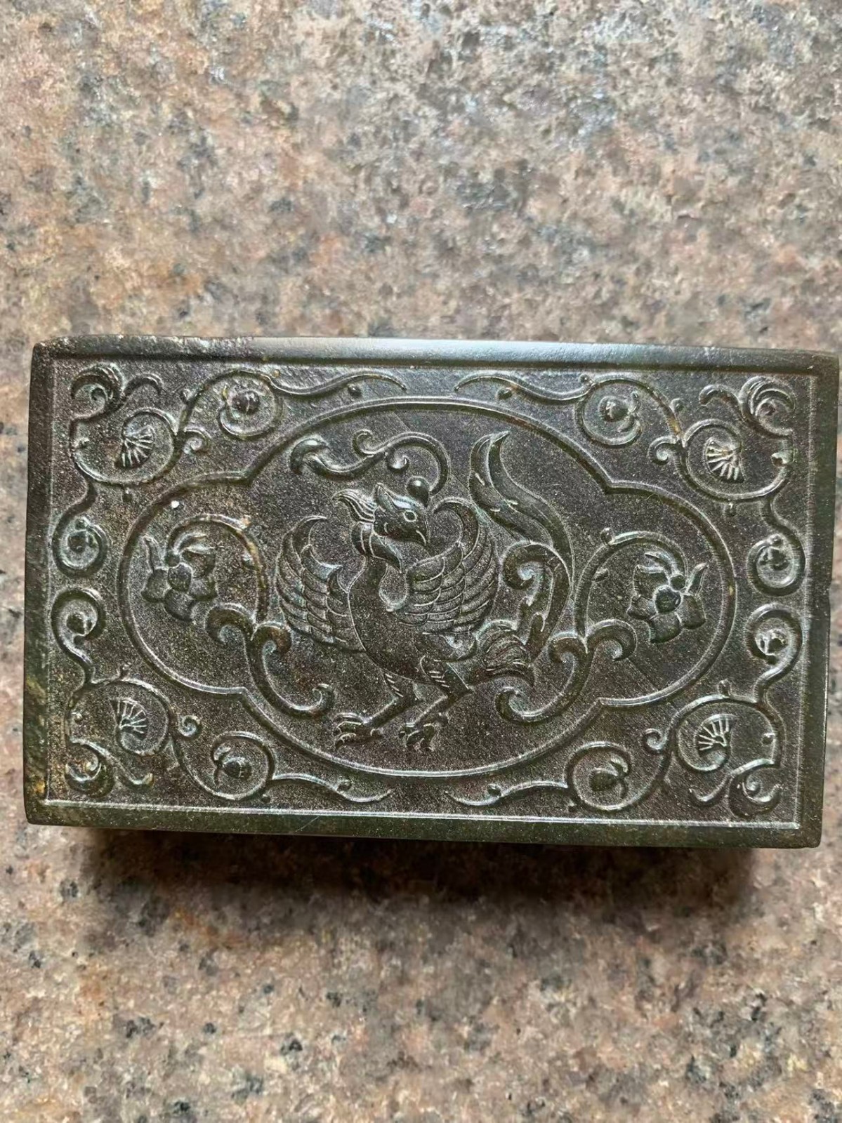 Unique Excellent Chinese HeTian Jade Hand Made Box W/Phoenix Relief Cover