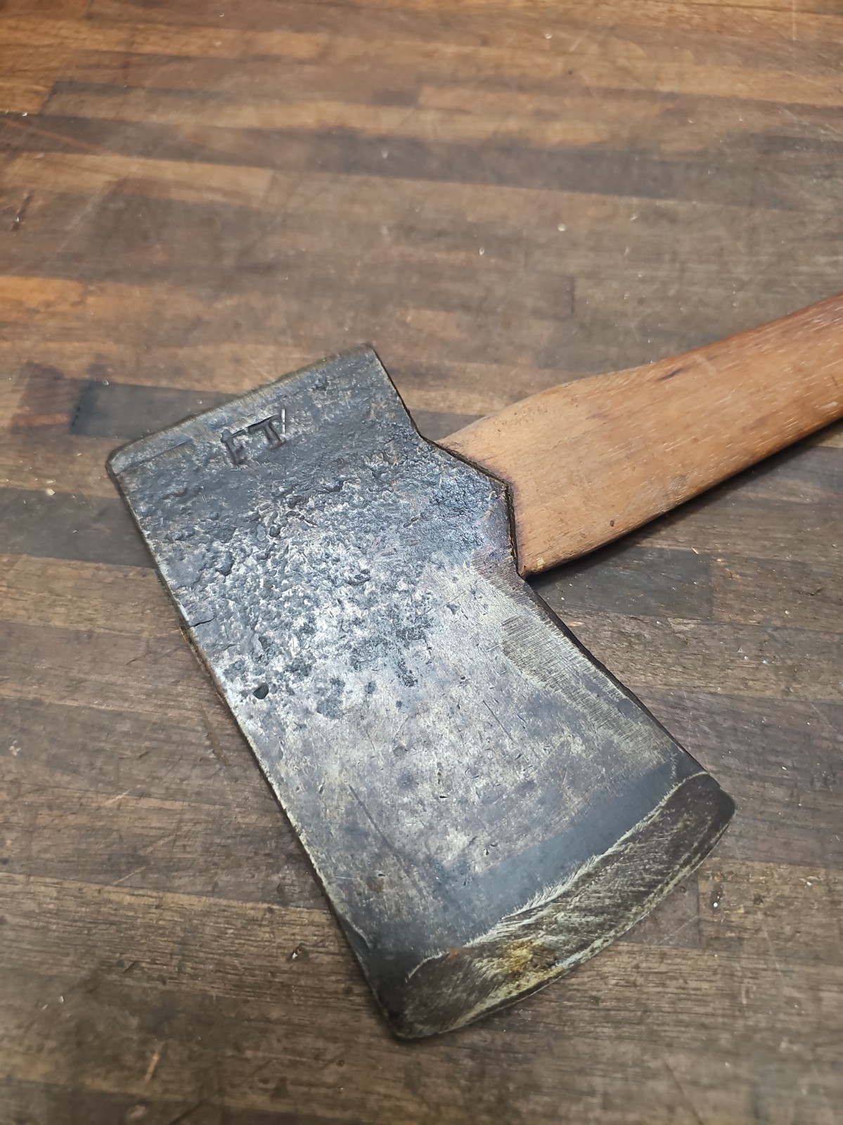 AC35- Antique Hand Forged Pennsylvania Felling axe 4 lb 12 oz Stamped FT