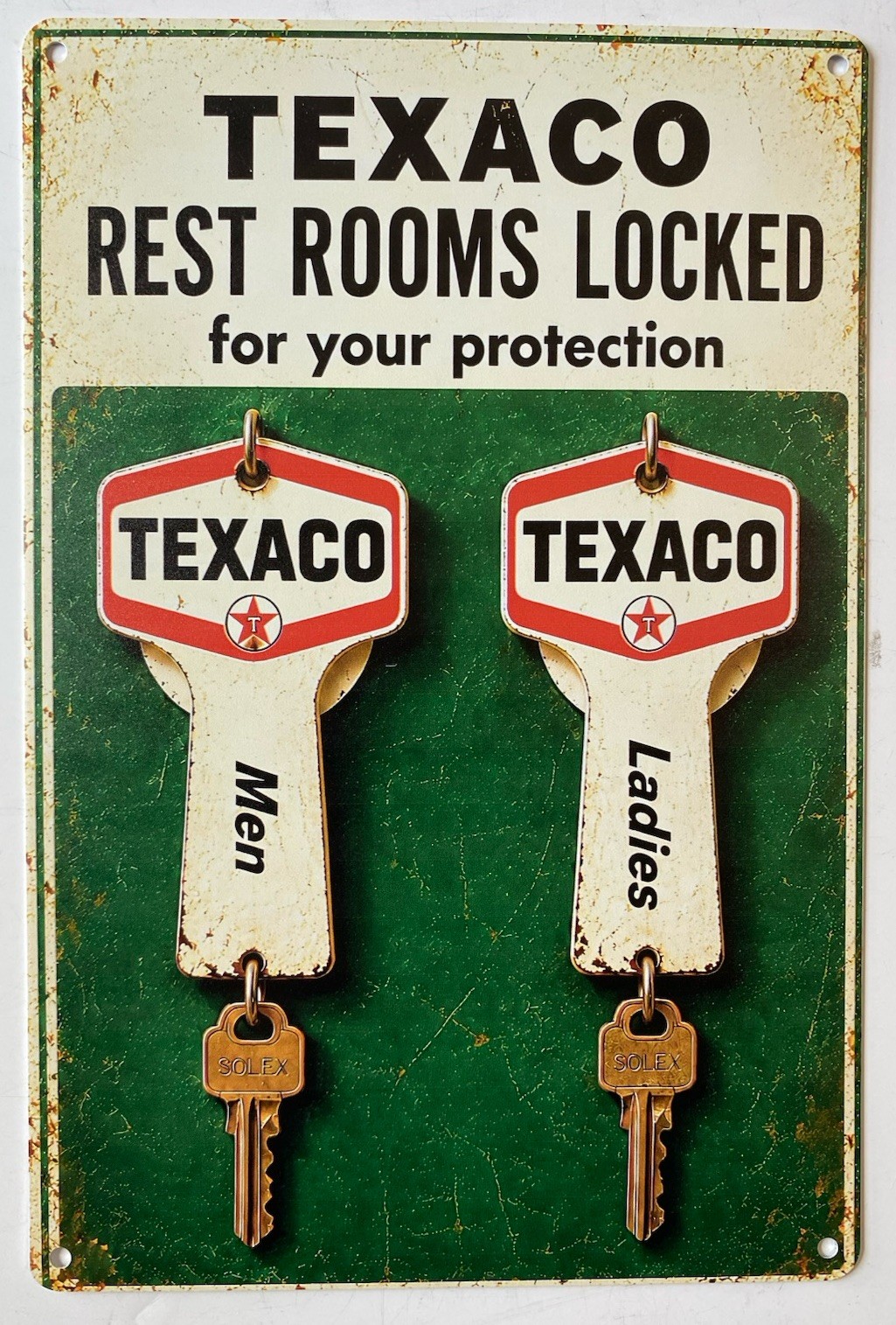 Texaco Gasoline Gas & Oil Sign - Texas Fuel Company - Vintage Restrooms