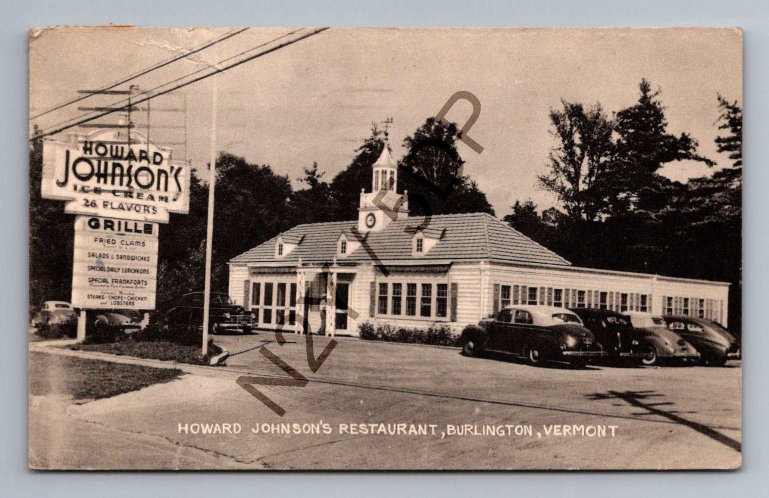 Vintage 1943 Howard Johnson\'s Restaurant Burlington VT Postcard