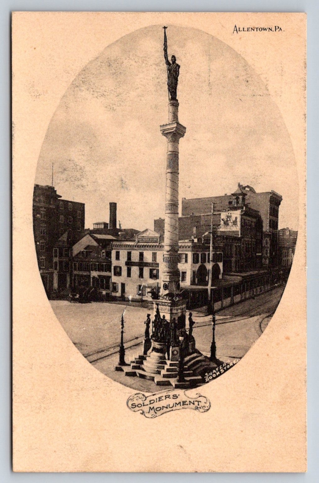 Allentown PA Soldiers\' Monument Shafer & Thompson Postcard c1900s
