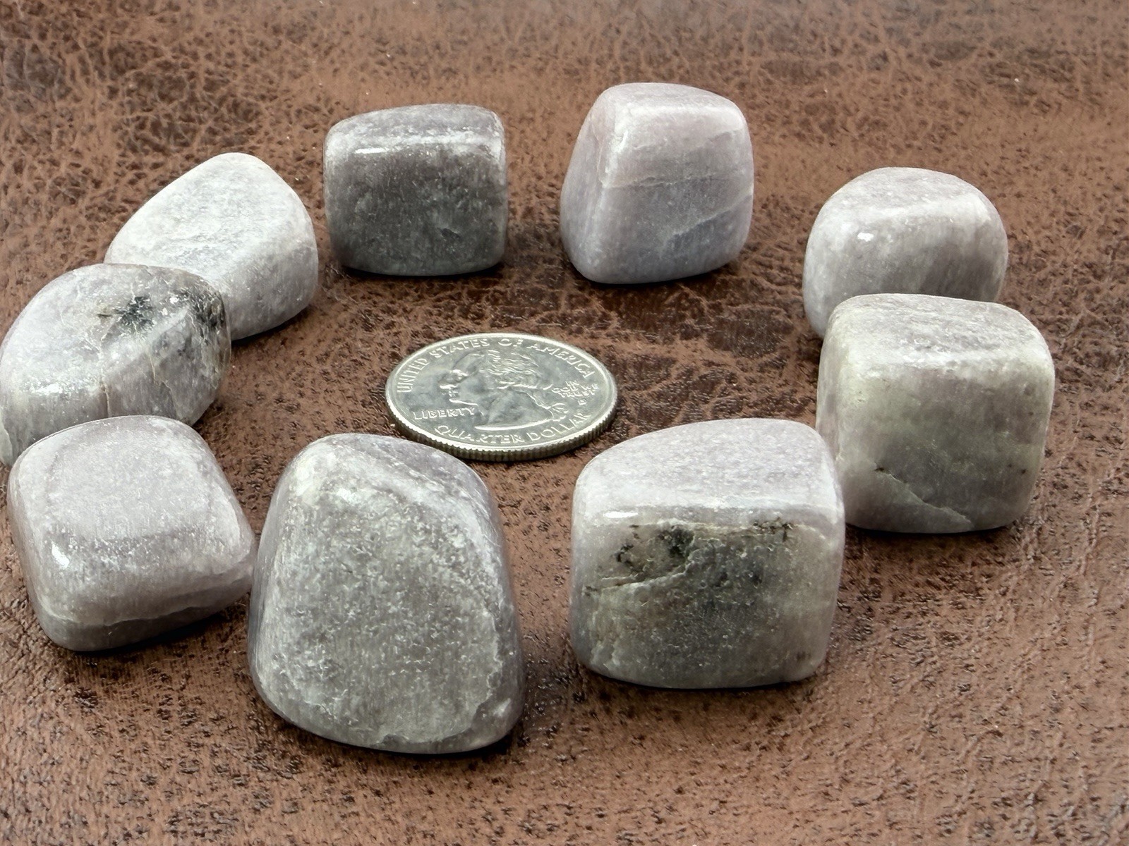 1/4 pound Lepidolite Polished Tumbled Rock Minerals from Minas Gerais, Brazil