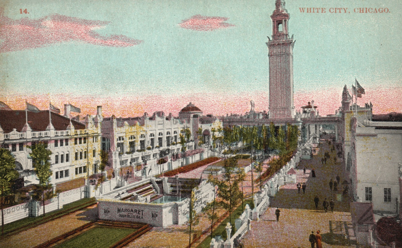 Vintage Postcard 1910\'s White City Margaret Deep Bull Sea Chicago IL Amusement