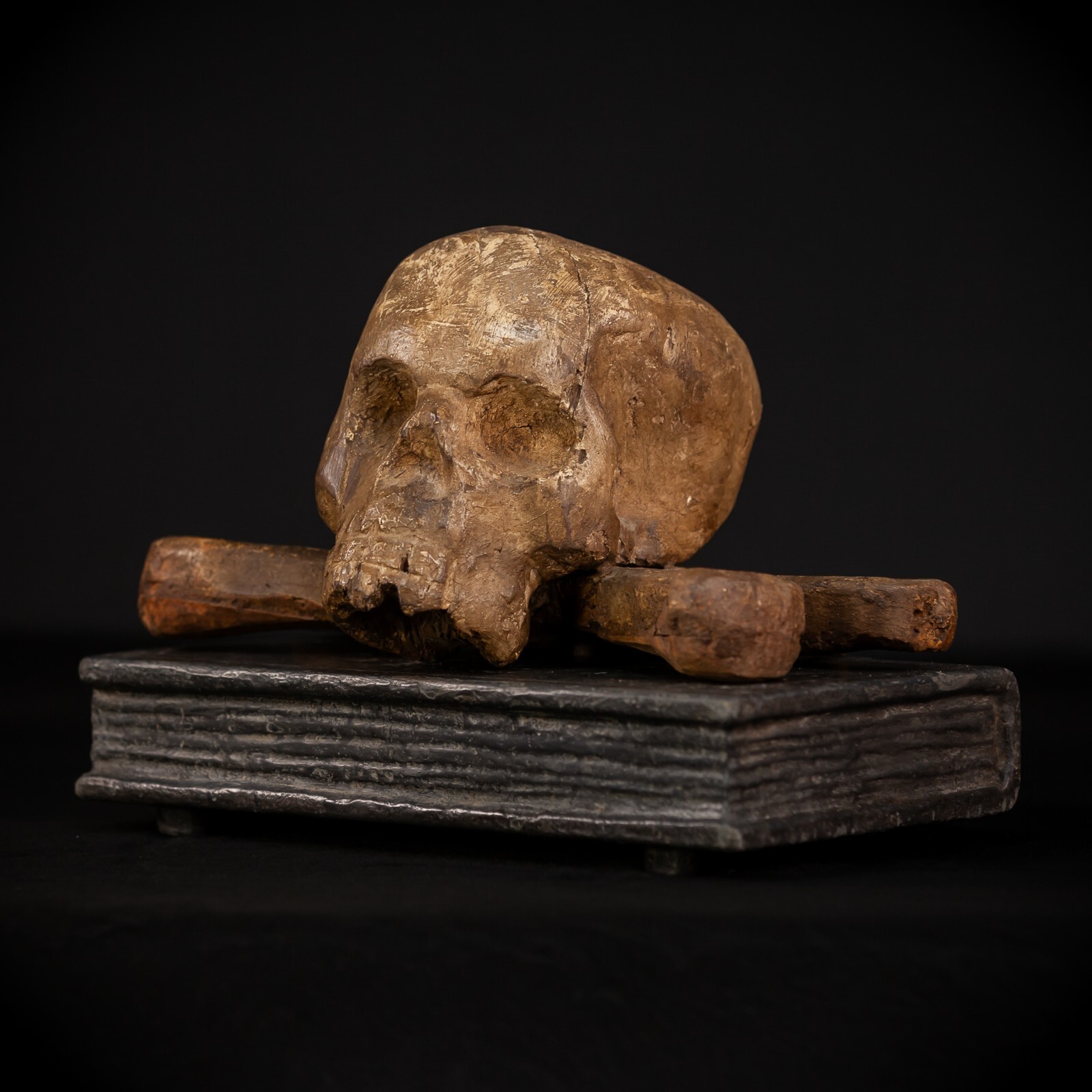 RARE Memento Mori | French Antique 1700s Wooden Skull | 18th Century Wood Death_