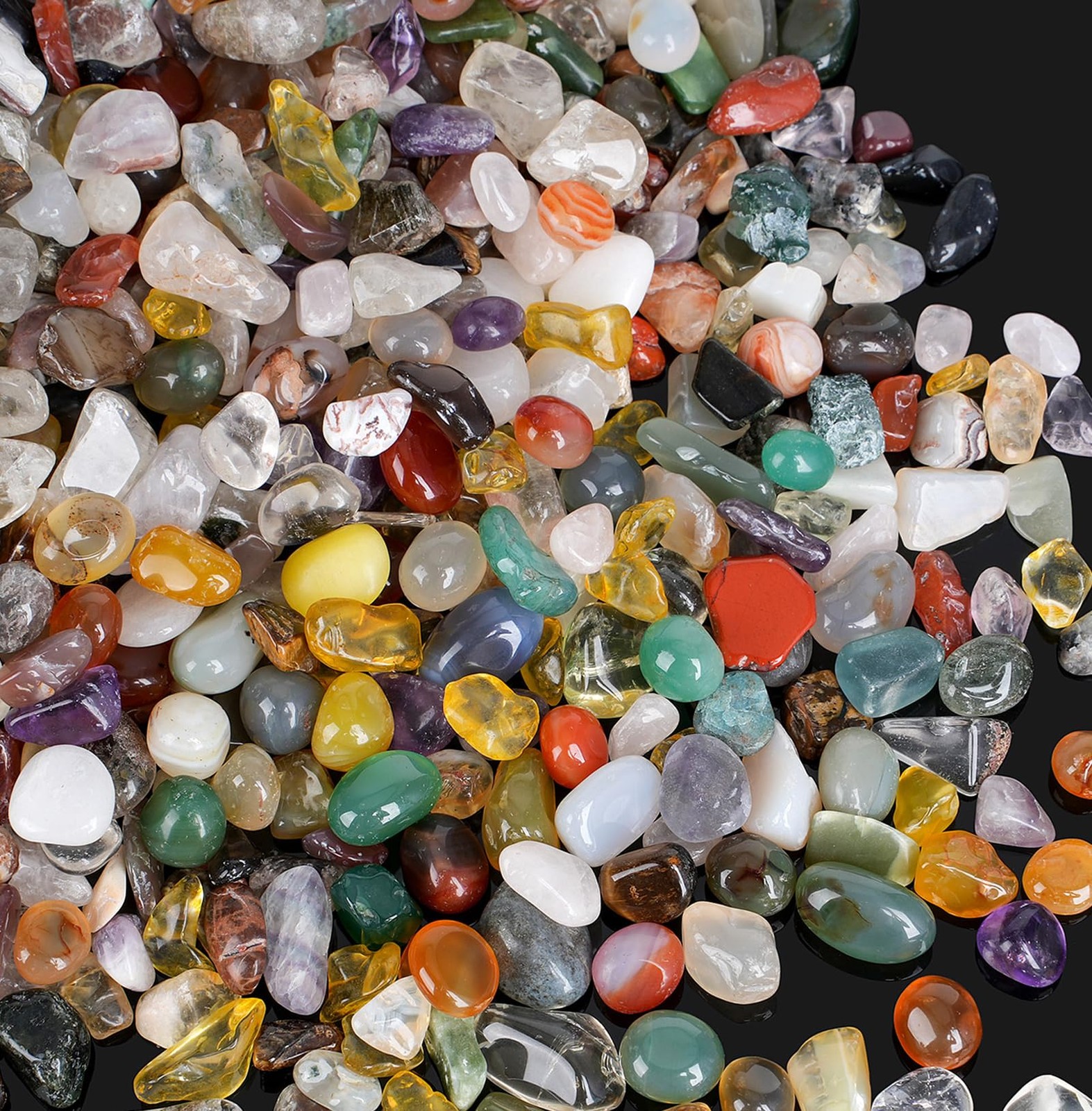 800Pcs+ (3lb) Gemstones and Crystals Set, 30 Kinds+ Crystals Bulk and Mineral...