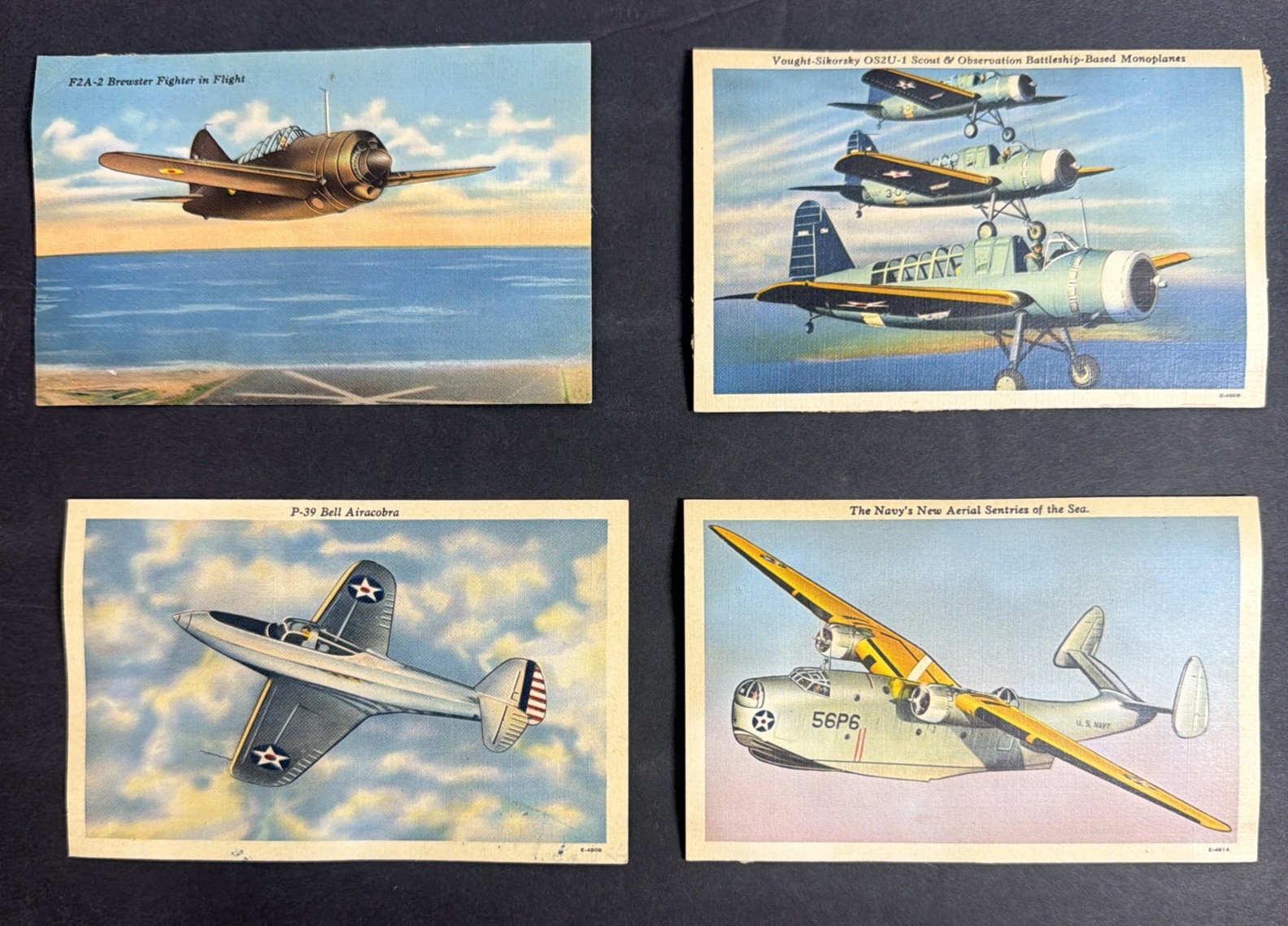 Vintage WWII Military Aviation Aircraft Postcards Lot of  4 US Navy Army 1940s