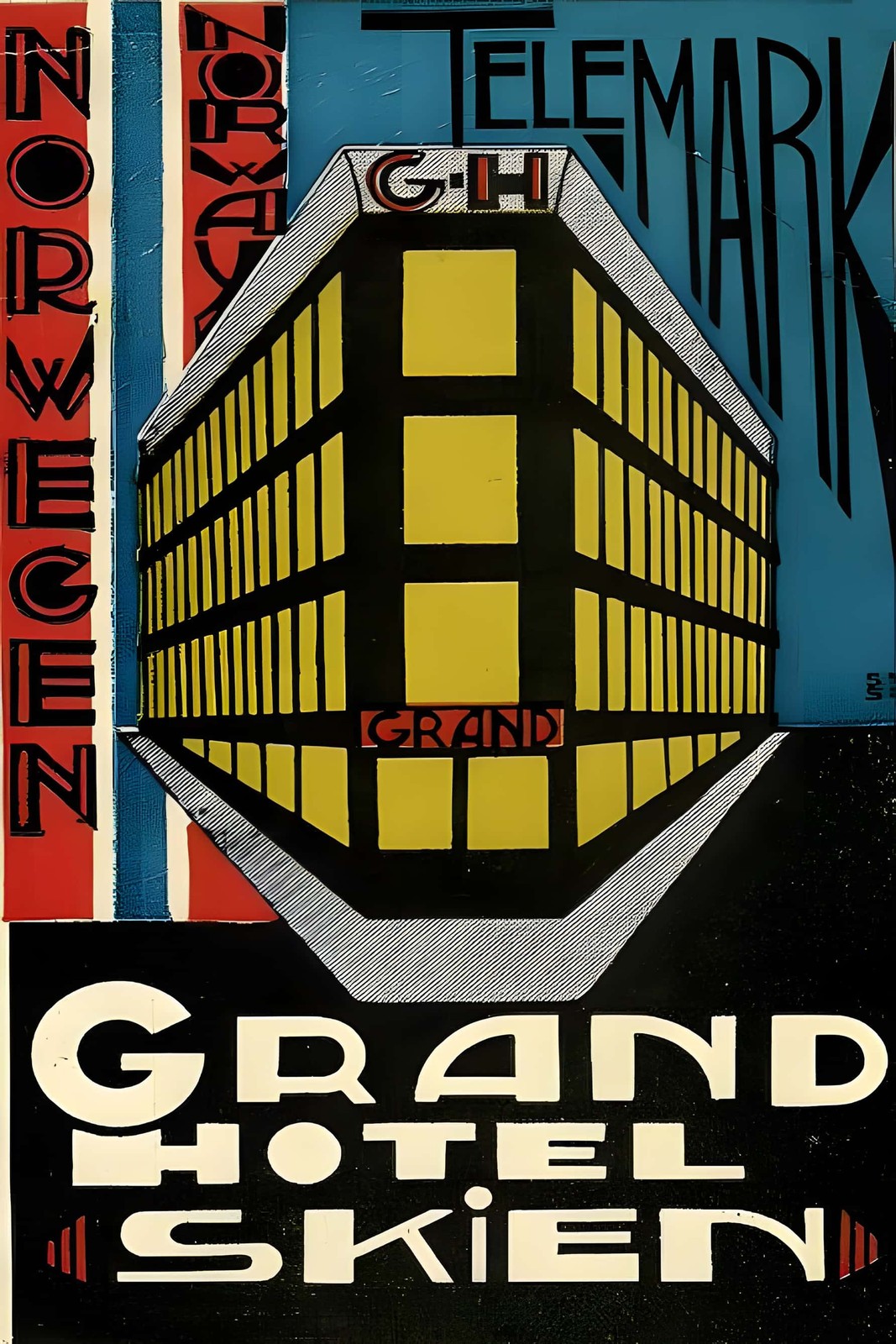 Norway Grand Hotel Skien Poster - 1920s Design 🇳🇴✨ Retro Home Decor 24x36” -