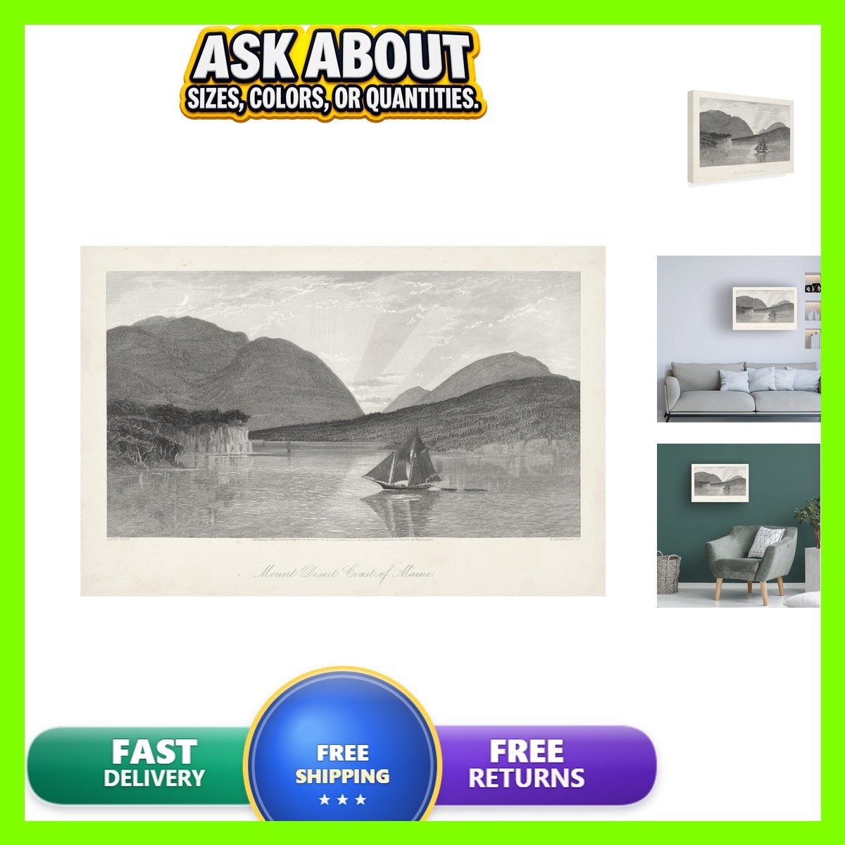 Trademark Fine Art Mount Desert Coast Of Maine Canvas Art William Cullen Bryant