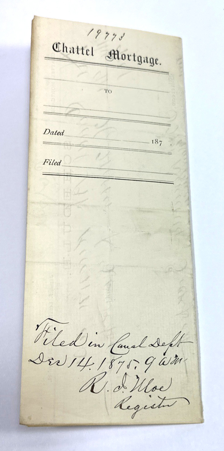 Antique Chattel Mortgage Deed Document Real Estate Paper Ephemera 1875