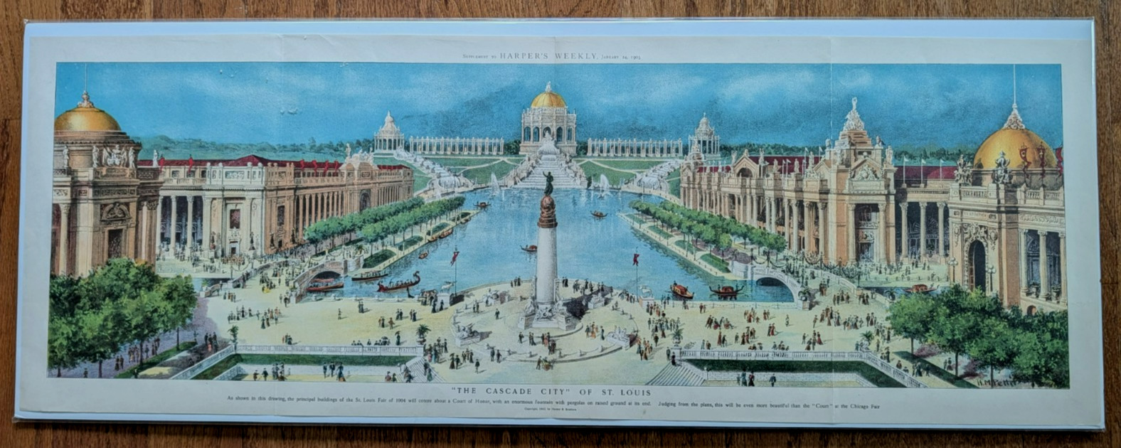 1904 St Louis World’s Fair 36 x 31 Cascade City Harpers Litho H M Pettit EX Cond