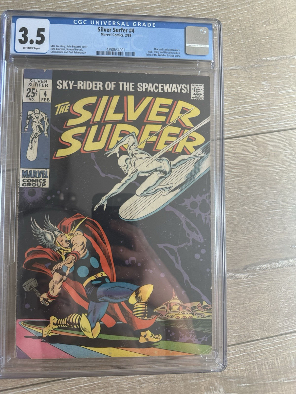 SILVER SURFER #4 V.1 | CGC 3.5 | ICONIC COVER THOR | MARVEL COMICS 1968 SILVER SURFER #4 V.1 | CGC 3.5 | ICONIC COVER THOR | MARVEL COMICS 1968