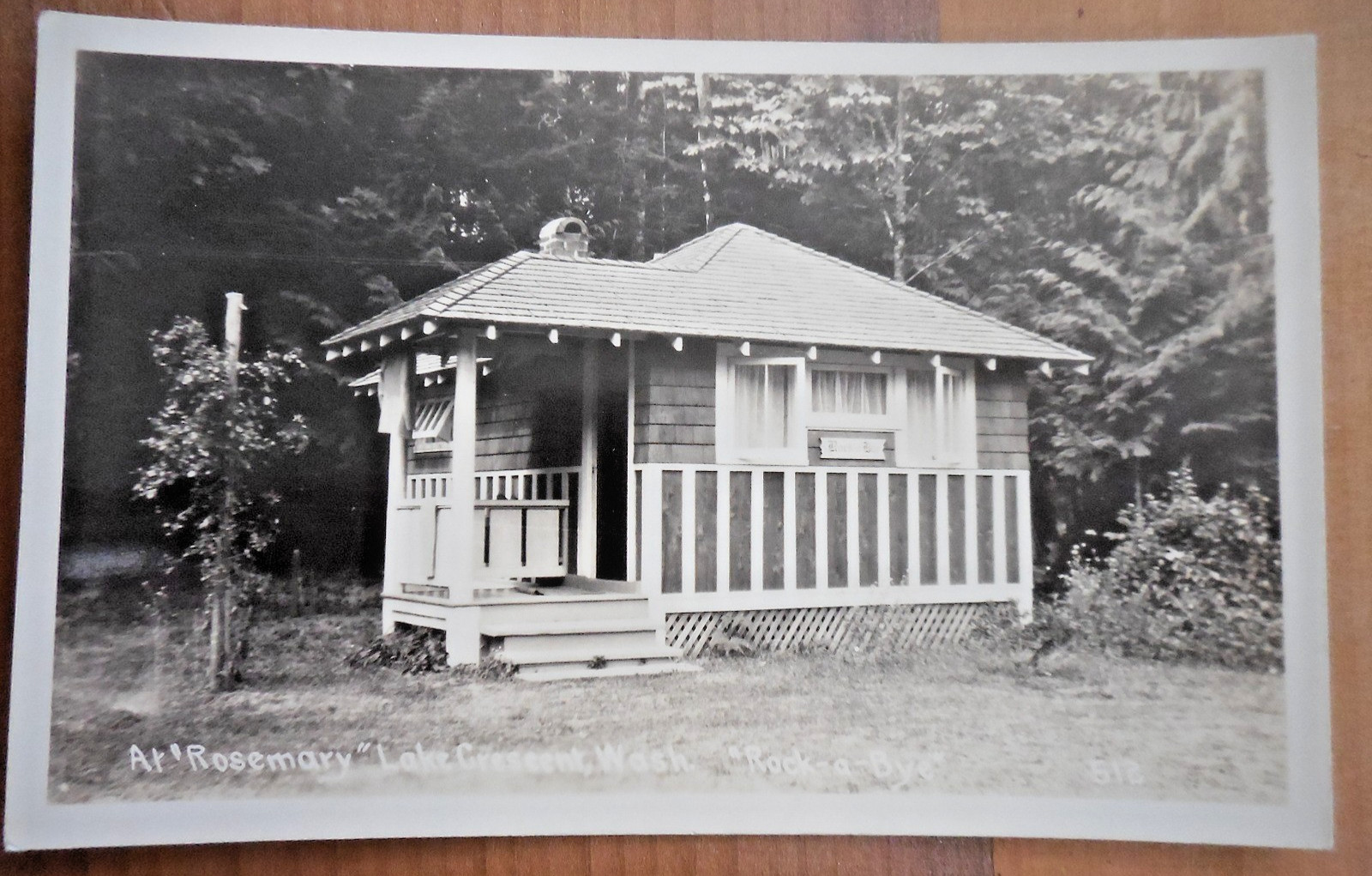 Rosemary Inn Lake Crescent Port Angeles WA Rock-A-Bye Cabin Photo Postcard RPPC