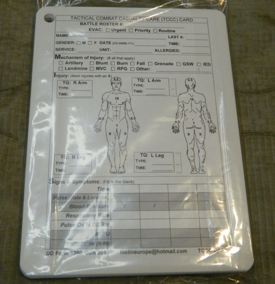 Tactical Combat Casualty Care Cards Reusable 20 Pack IFAK, First Aid Kit Tactical Combat Casualty Care Cards Reusable 20 Pack IFAK, First Aid Kit