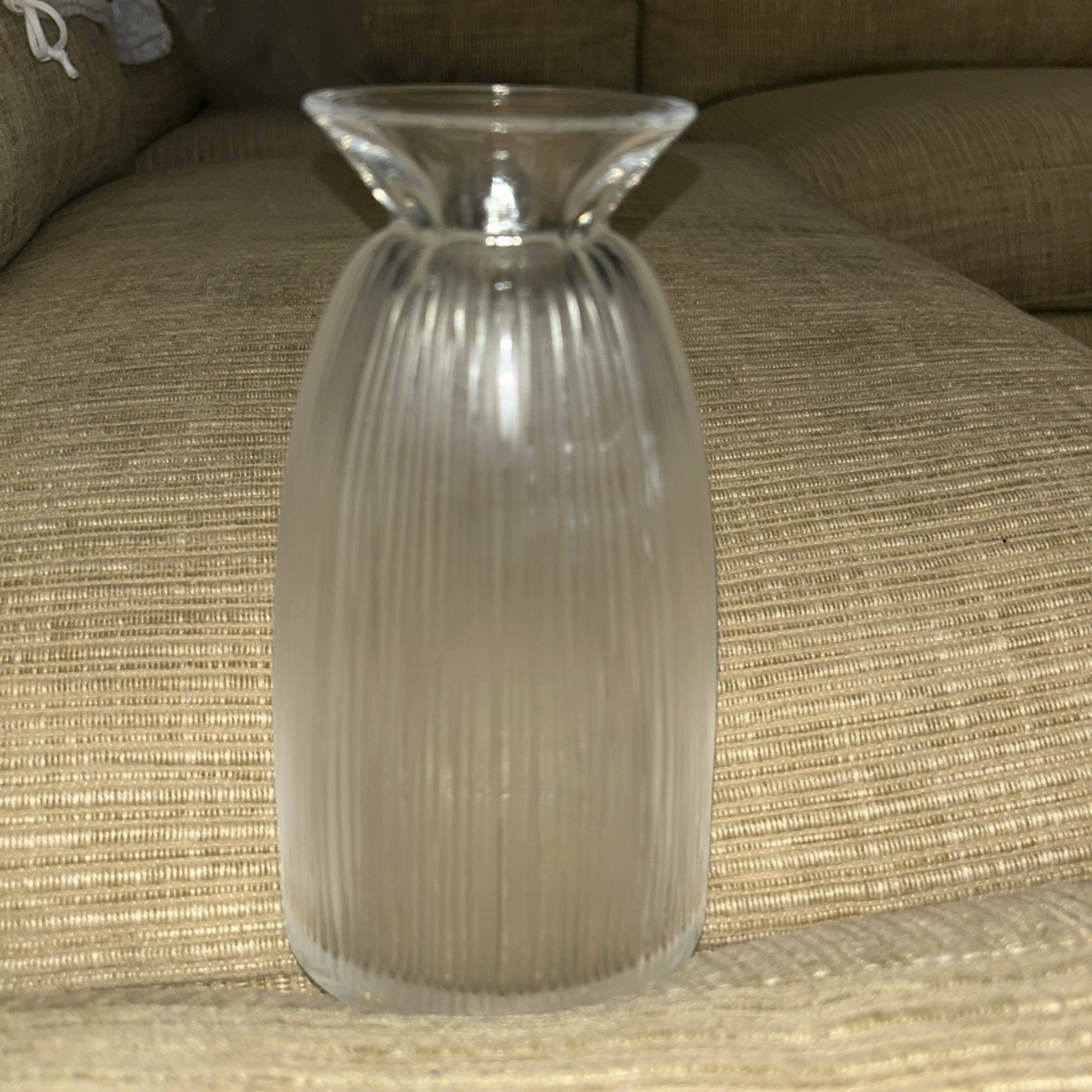 Lalique France Crystal Flower Bud Vase 8 Inches Tall
