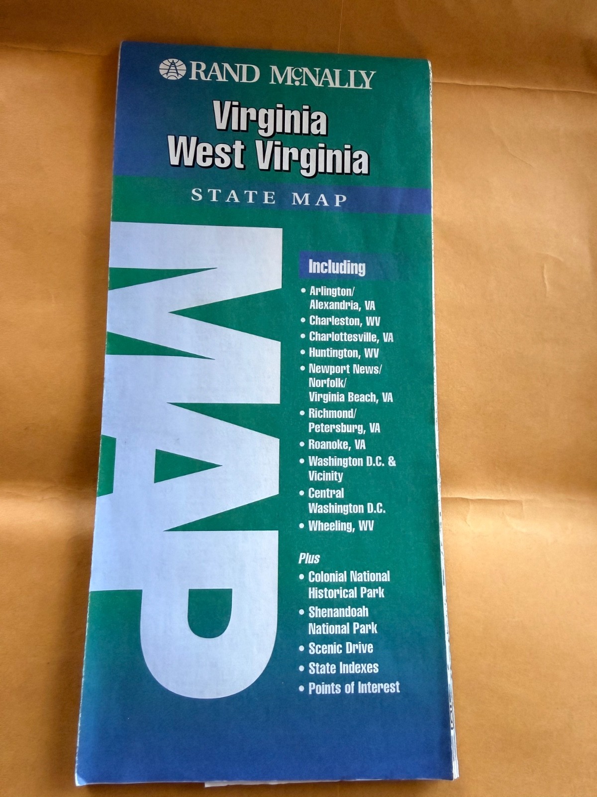 Vintage Virginia West Virginia State Map Rand McNally 2000 Transportation