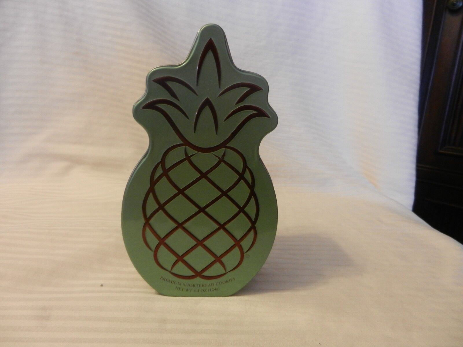 Honolulu Cookie Company Decorative Metal Pineapple Shaped Tin, Empty