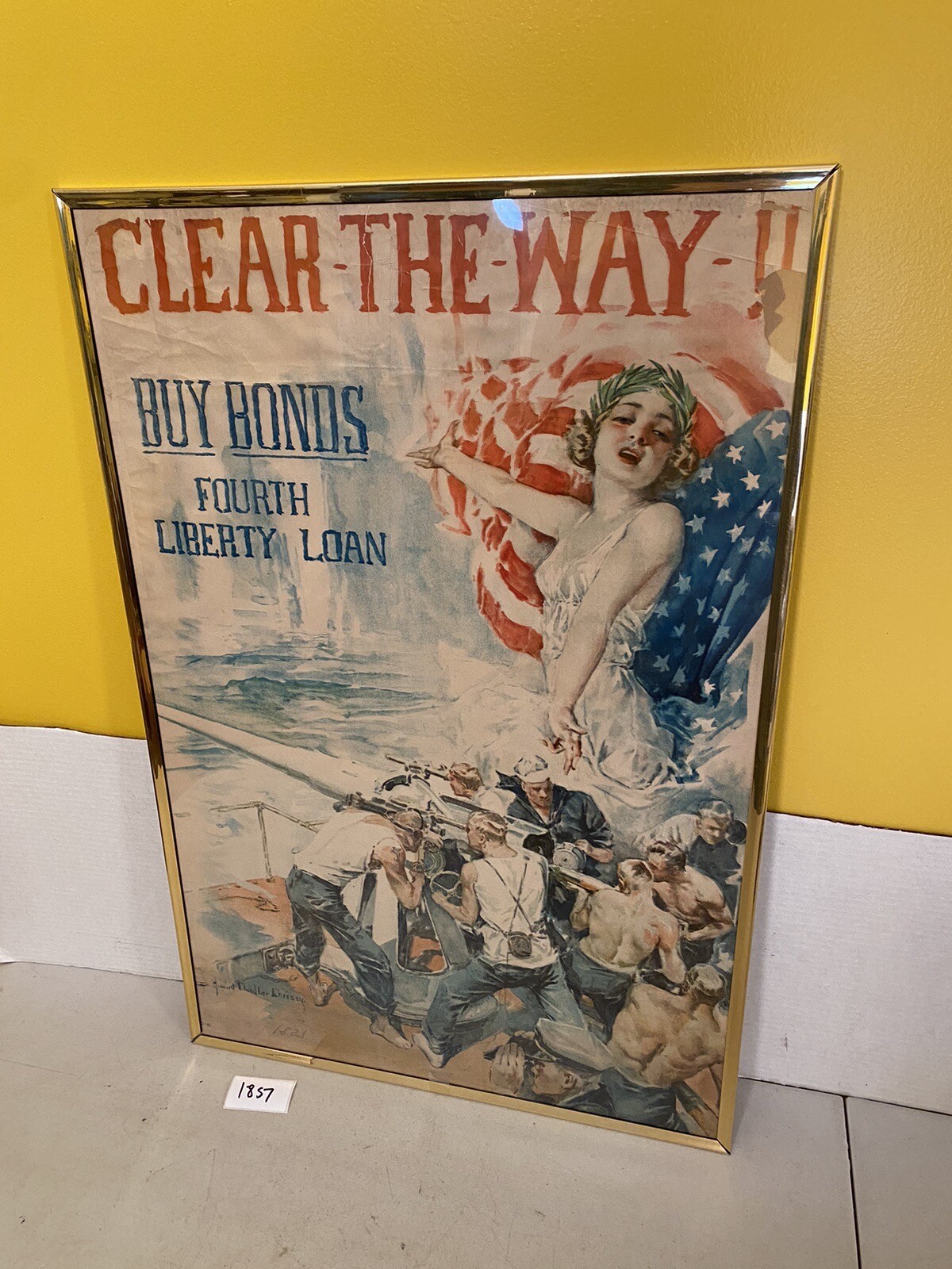 WW1 Clear The Way Buy Bonds fourth liberty loan Poster Christy lady liberty 18S7 WW1 Clear The Way Buy Bonds fourth liberty loan Poster Christy lady liberty 18S7