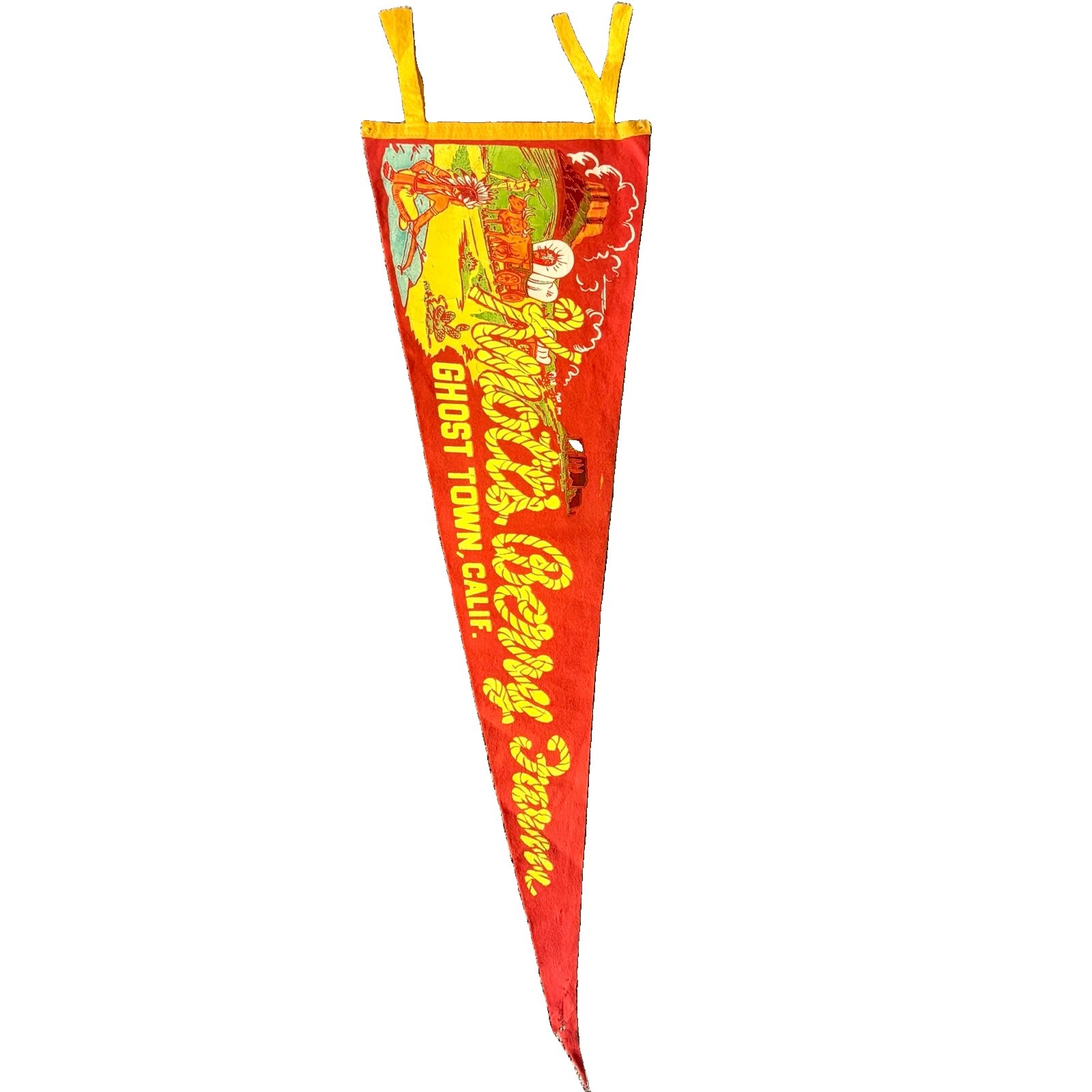 Vintage 1960’s Knott’s Berry Farm Ghost Town Calif. Red Felt Pennant 28”x9”