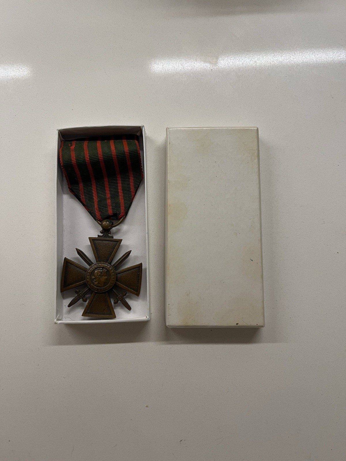 WWI French Croix de Guerre Bronze Cross of War with 1 Star 1914-1918 + Case