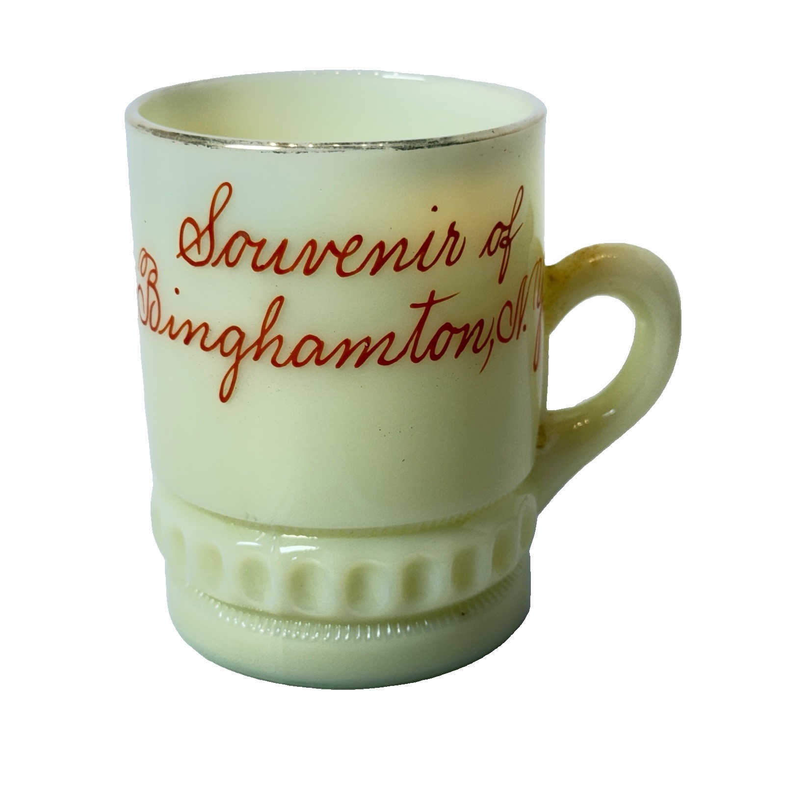 BINGHAMTON NY NEW YORK Uranium Custard Souvenir ANTIQUE Glass TRINKET CUP BINGHAMTON NY NEW YORK Uranium Custard Souvenir ANTIQUE Glass TRINKET CUP