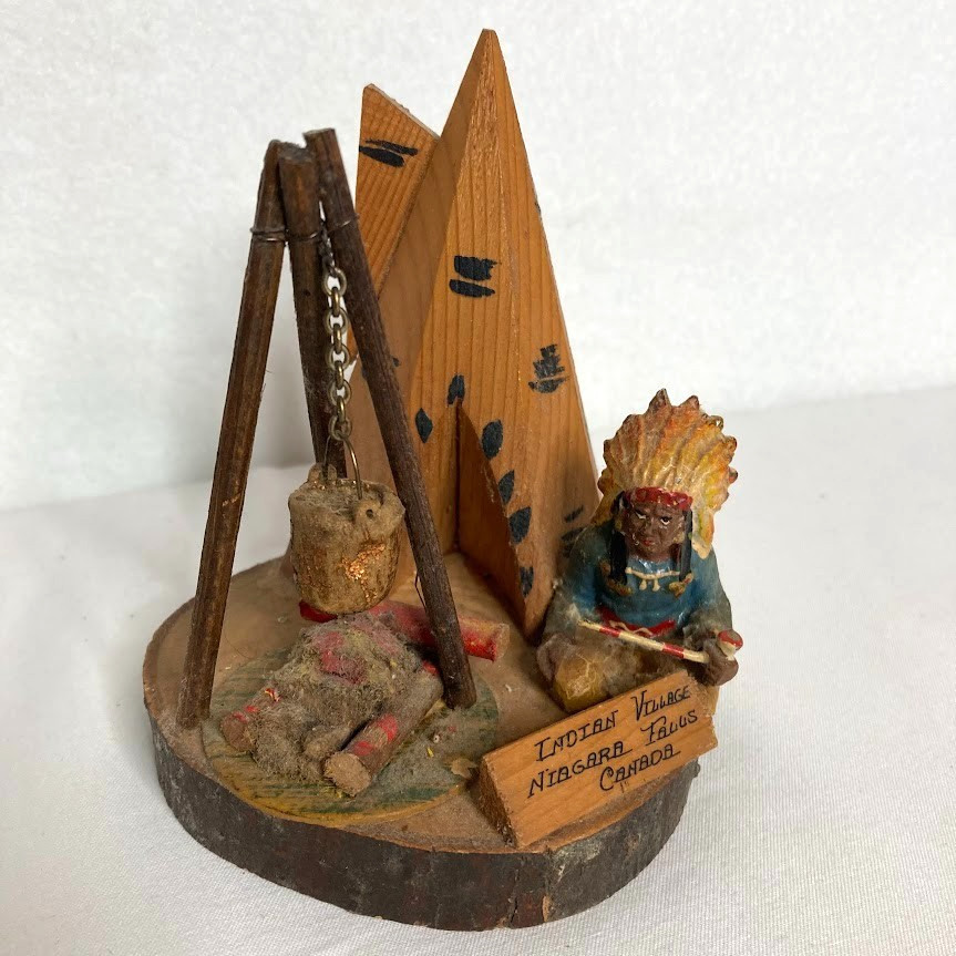 Antique Adirondack Native American Indian Wood Souvenir Niagara Falls, Canada