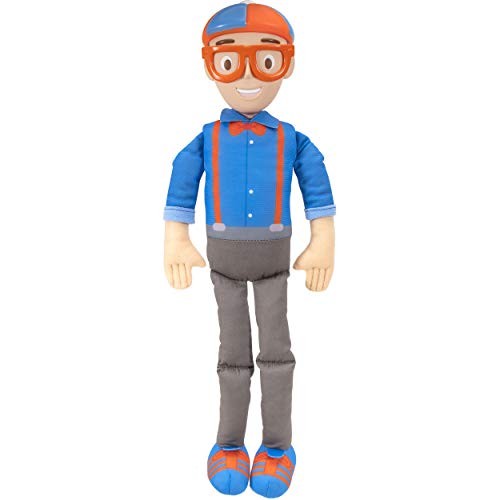Blippi Bendable Plush Doll, 16” Featuring SFX, Squeeze Belly Hear Catchphrases