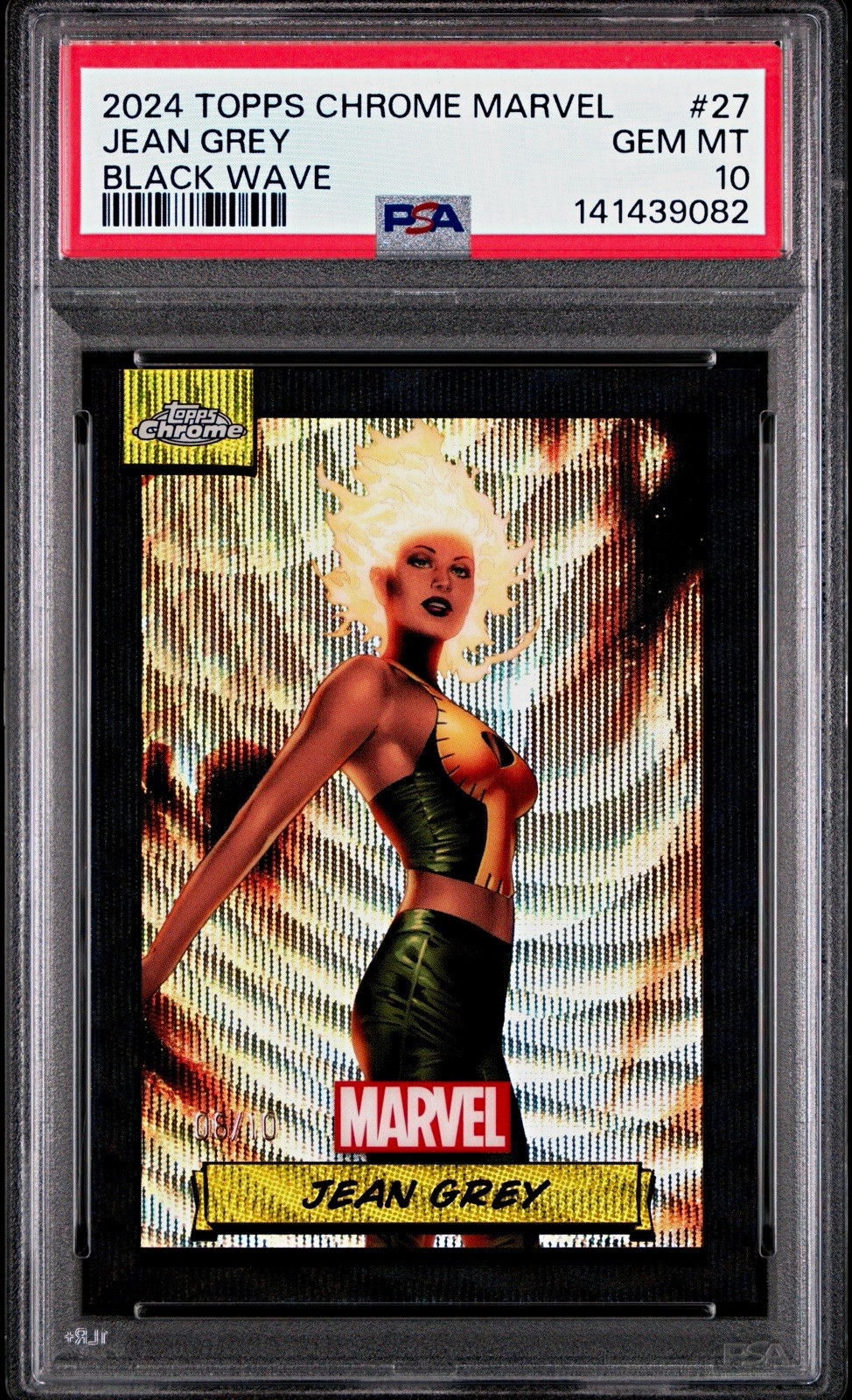 2024 Topps Chrome Marvel Jean Grey #27 Black Wave /10 - PSA 10