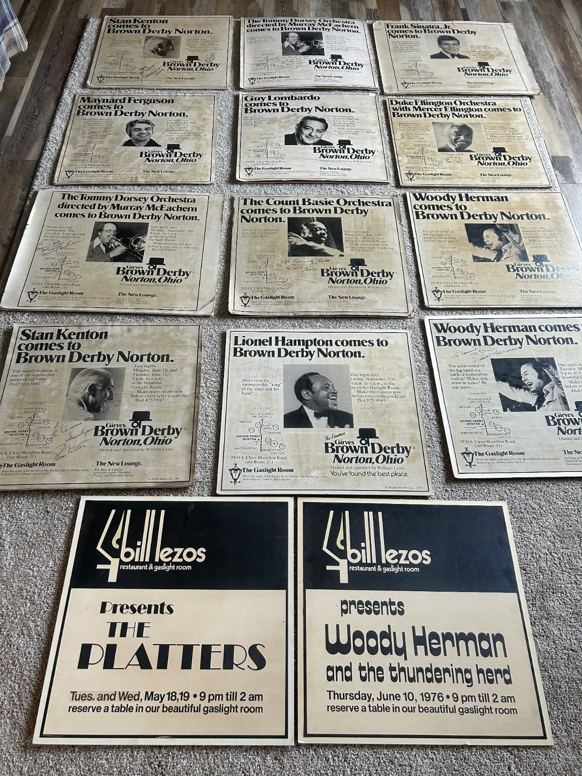 Posters Brown Derby Originals Signed, Norton, Akron 14pc Herman,Hampton,Dorsey, Posters Brown Derby Originals Signed, Norton, Akron 14pc Herman,Hampton,Dorsey,