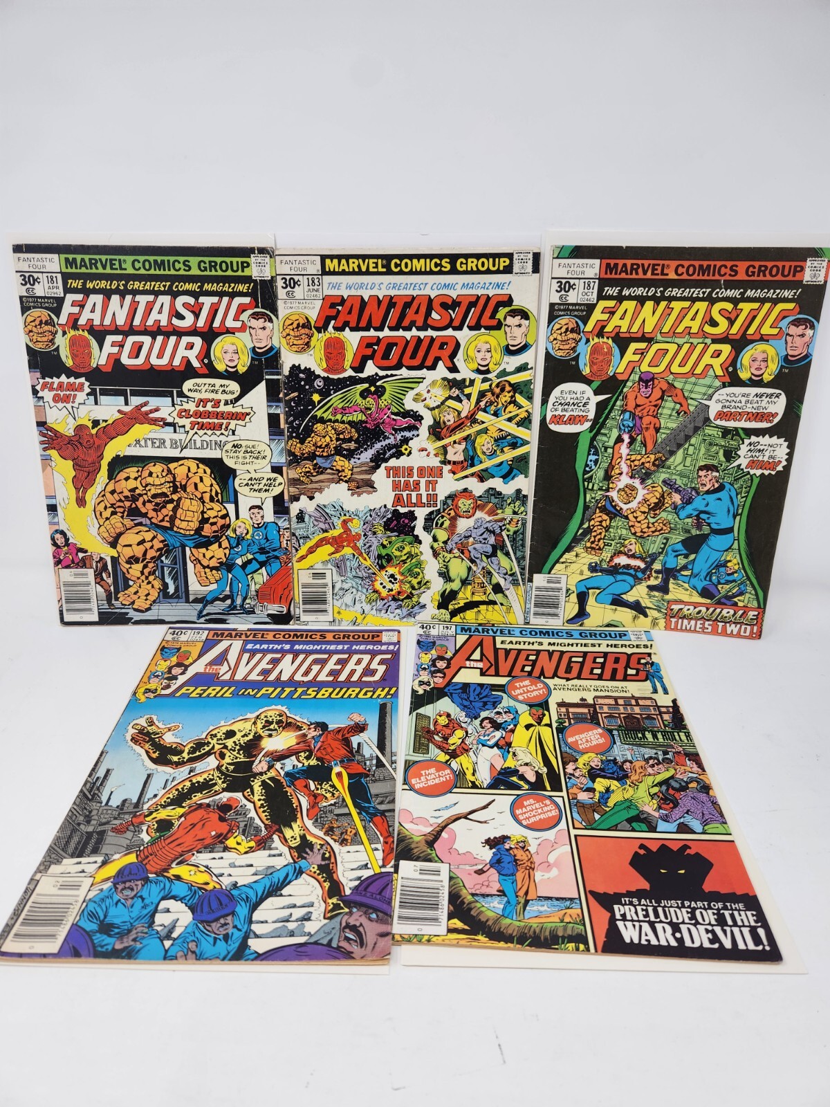 Fantasic Four 181 183 187 192 197 30c Comic Book Lot Marvel Low/Mid Grade