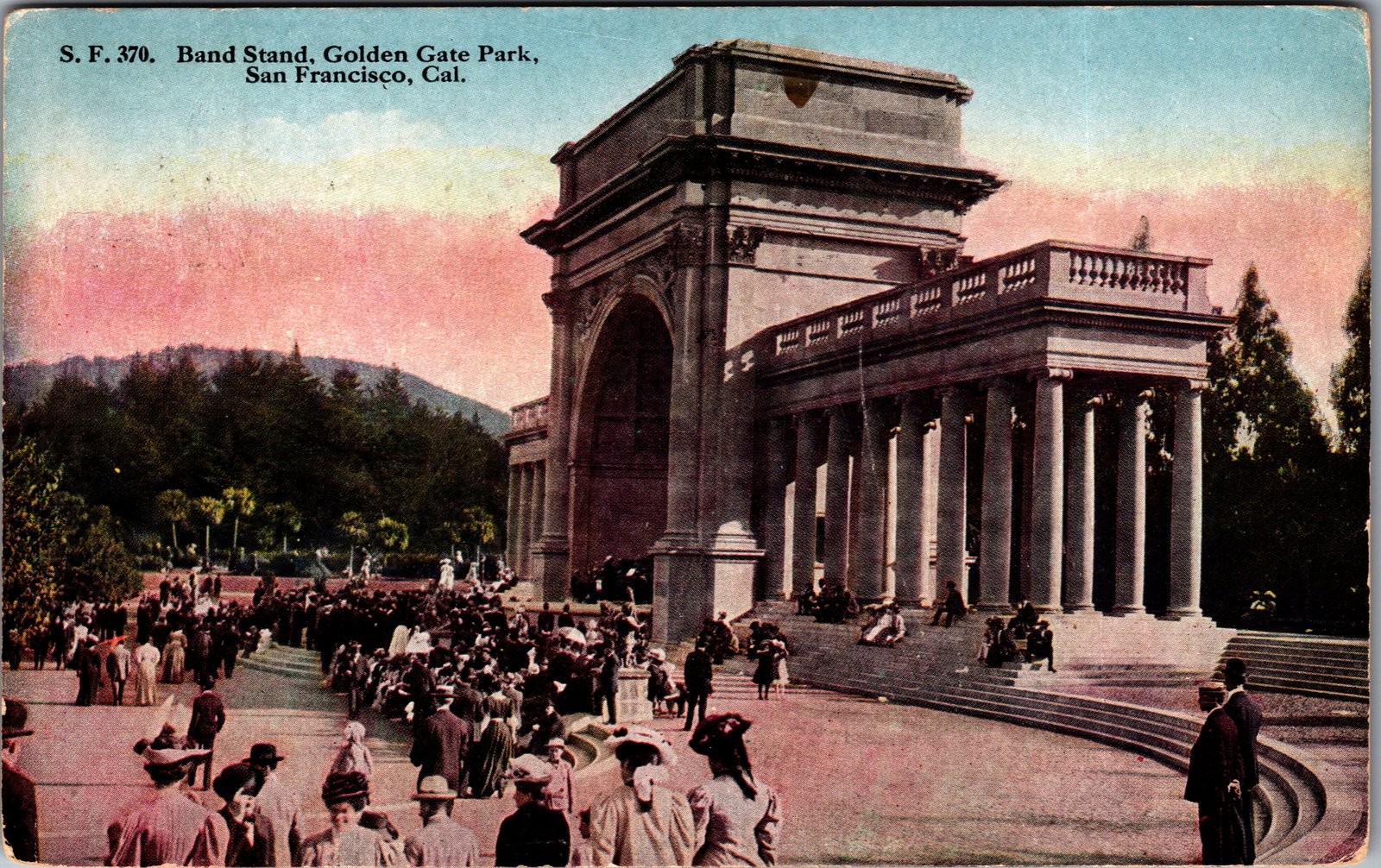 1916 San Francisco Golden Gate Park Band Stand Postcard Expo Cancel