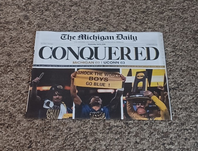 2026 Michigan Daily Basketball National Champions Newspaper - Conquered